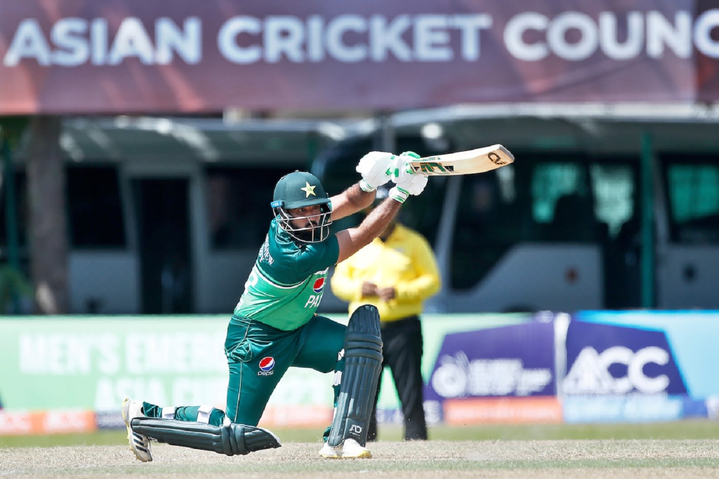 Tayyab Tahir plays a fluent cover drive