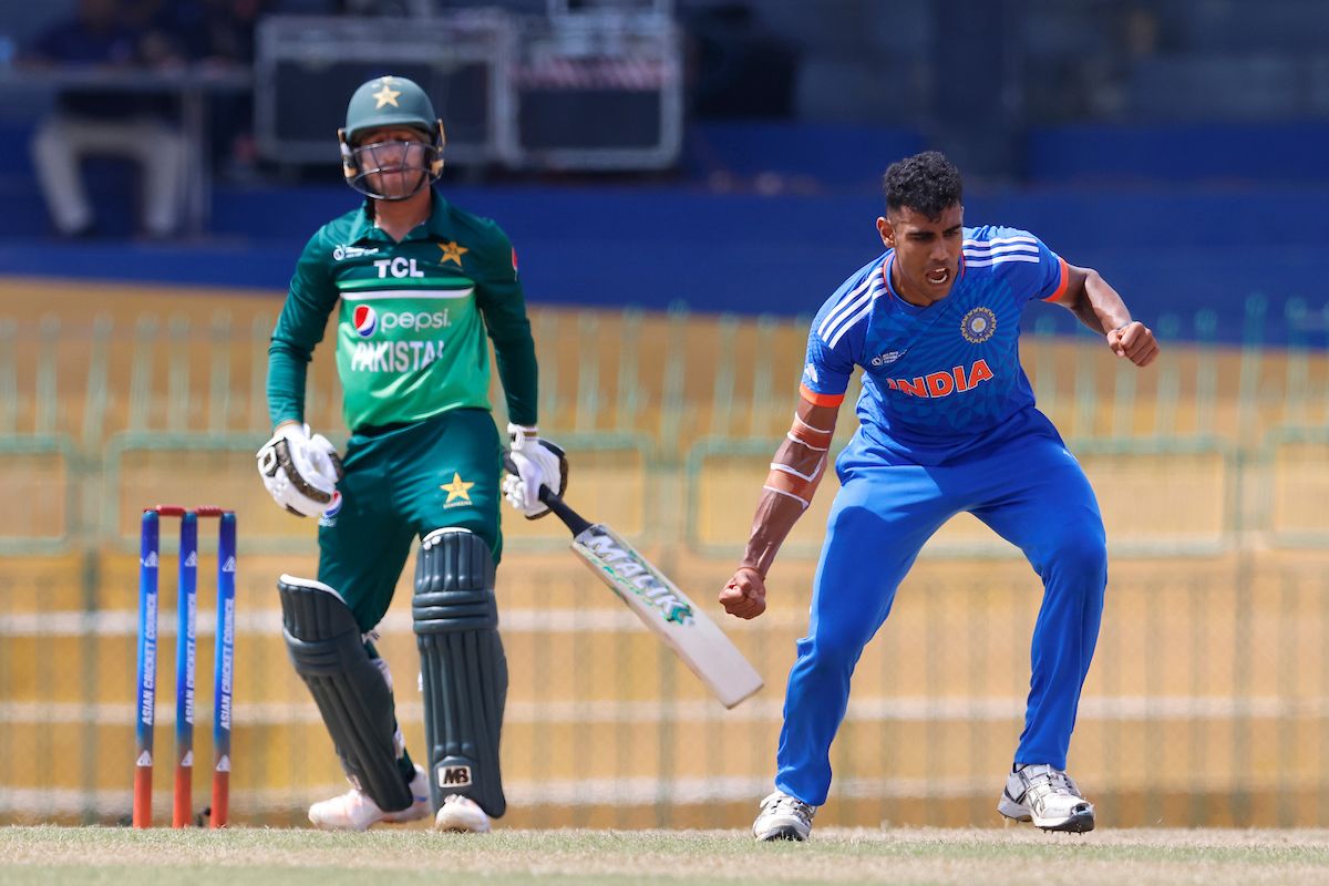 Rajvardhan Hangargekar sent back Saim Ayub and Omar Yousuf for ducks off back-to-back deliveries
