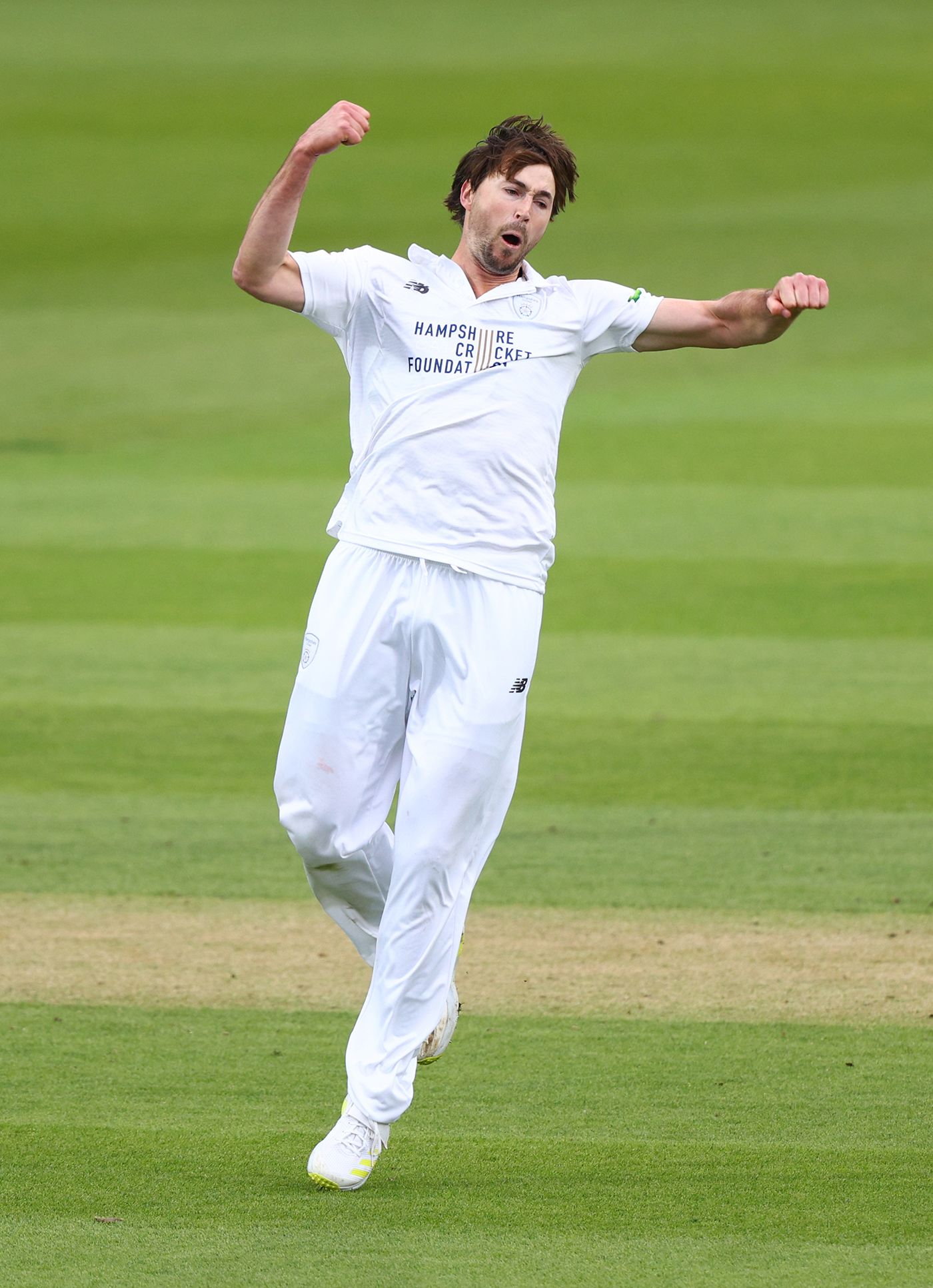 James Fuller celebrates a wicket