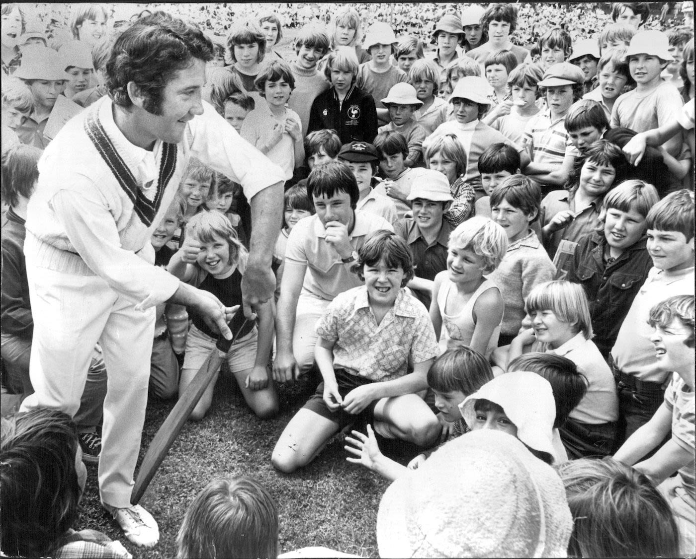 Brian Taber demonstrates a cricket stroke