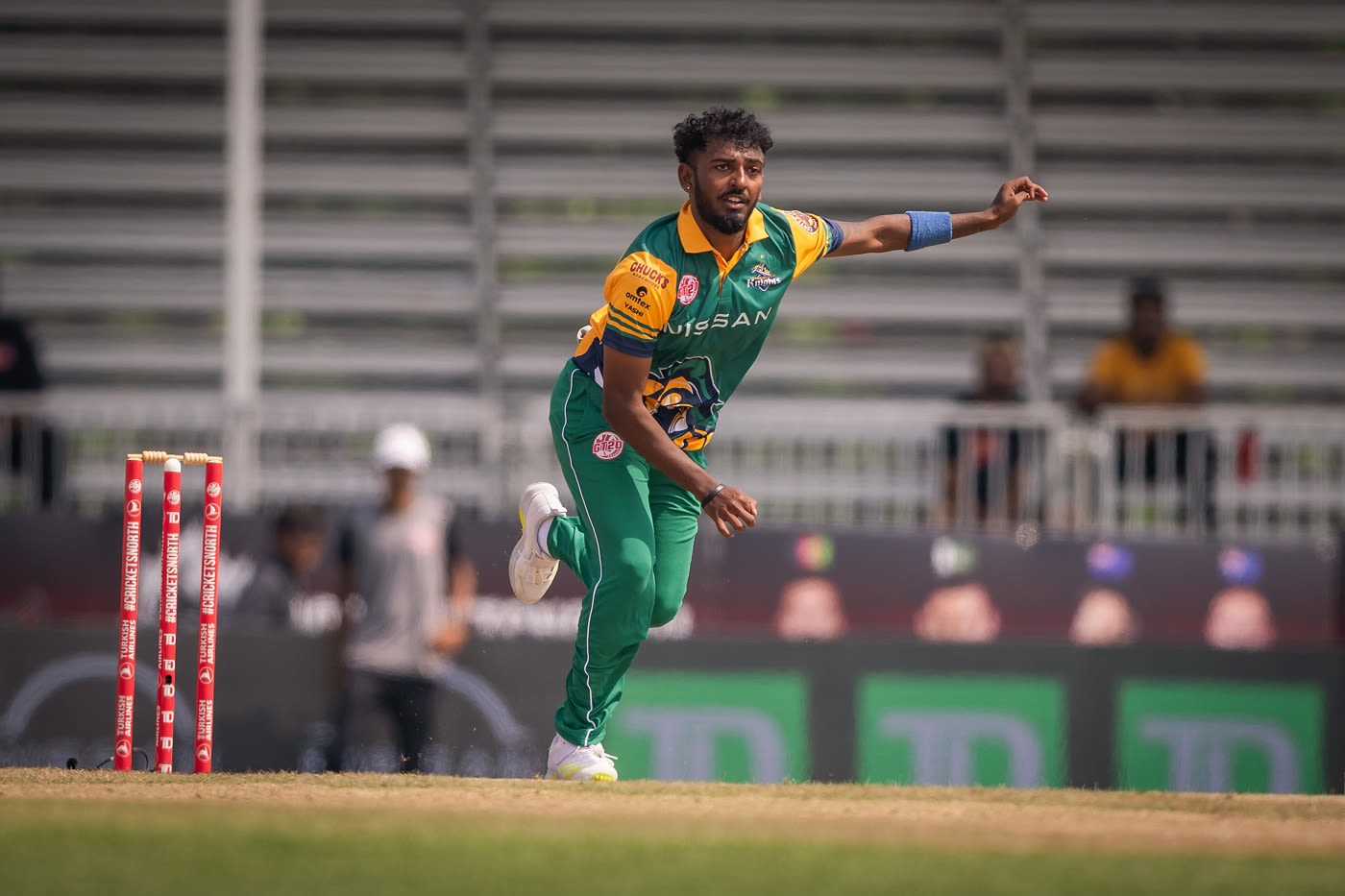 UAE's Karthik Meiyappan in action at the Global T20 Canada