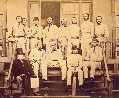 The England cricket team assembled at Lord's in London before leaving for the 1863 tour of Australia