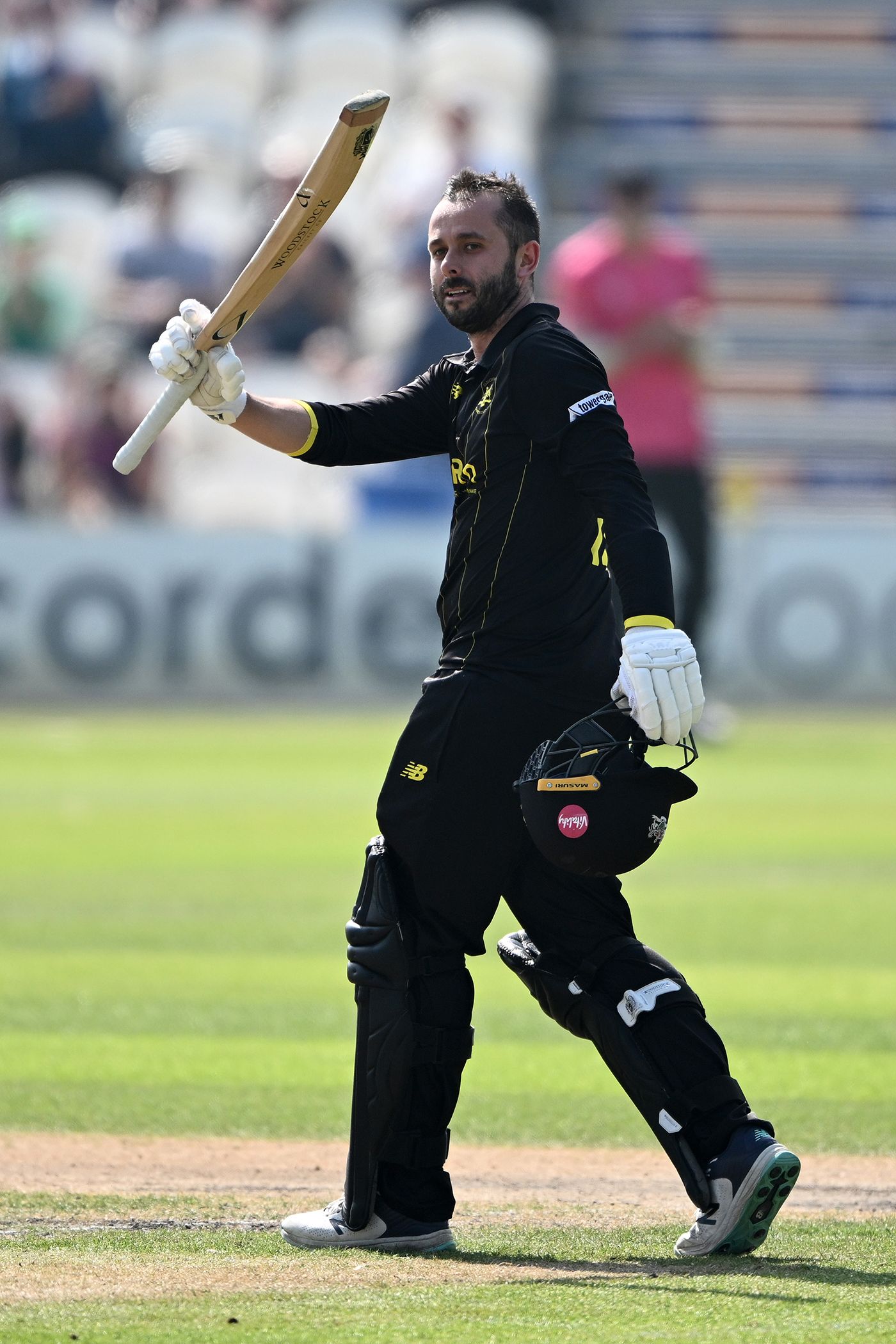 Jack Taylor celebrates his quickfire century