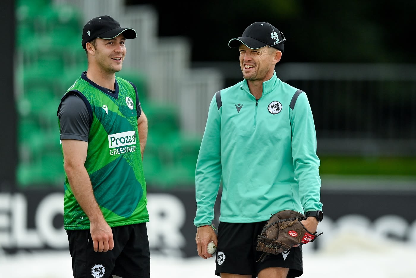Allrounder Curtis Campher, seen here with Ireland head coach Heinrich Malan, did not bowl in the first two T20Is