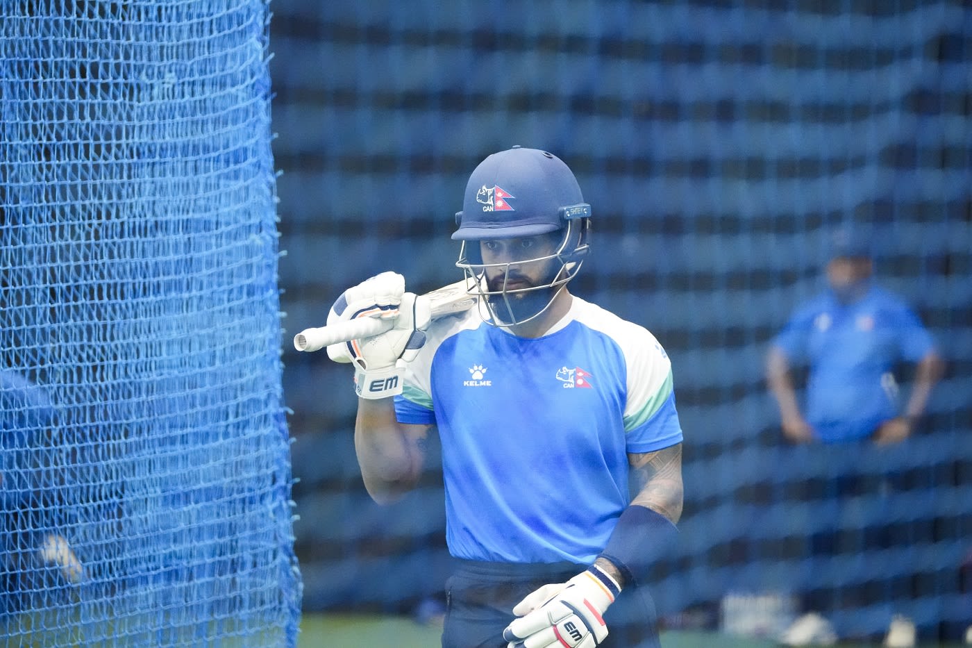 Aarif Sheikh bats in the nets