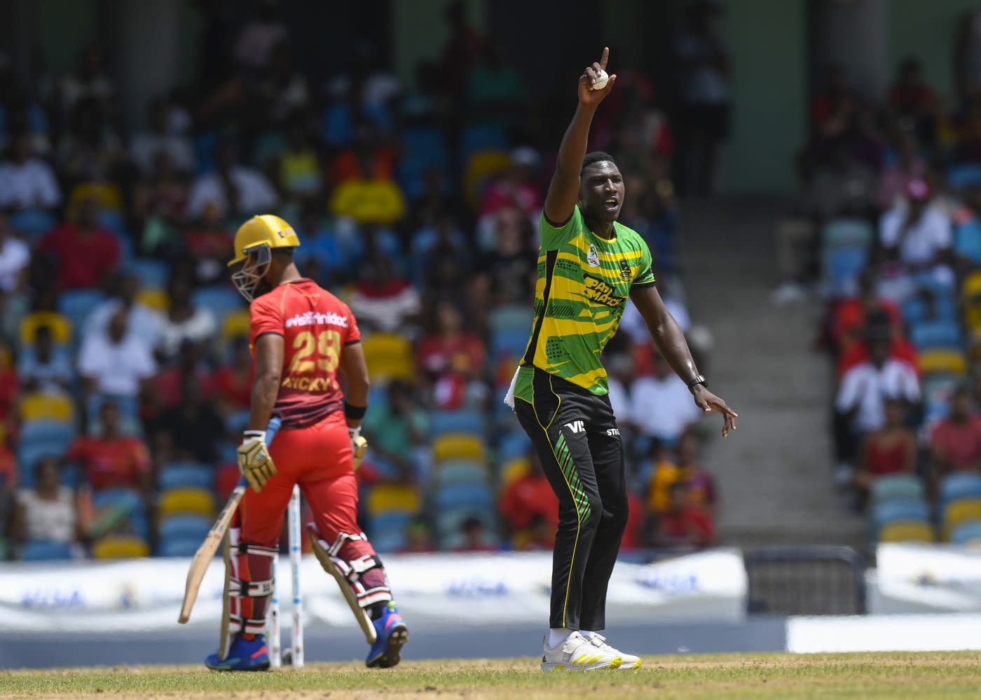 Kelvin Pitman had Nicholas Pooran caught and bowled