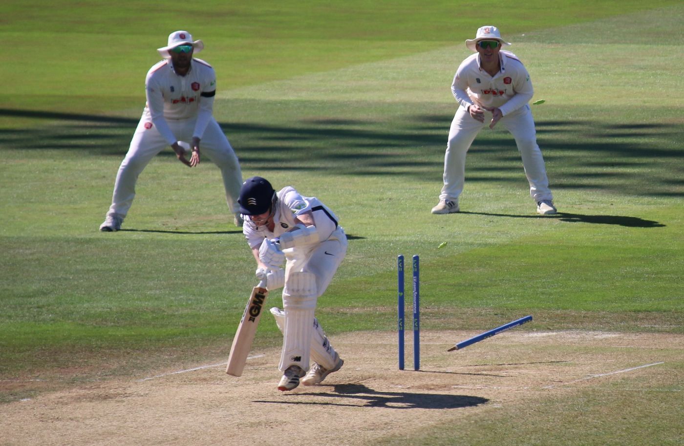 Sam Robson was bowled by Jamie Porter as Middlesex collapsed at Chelmsford