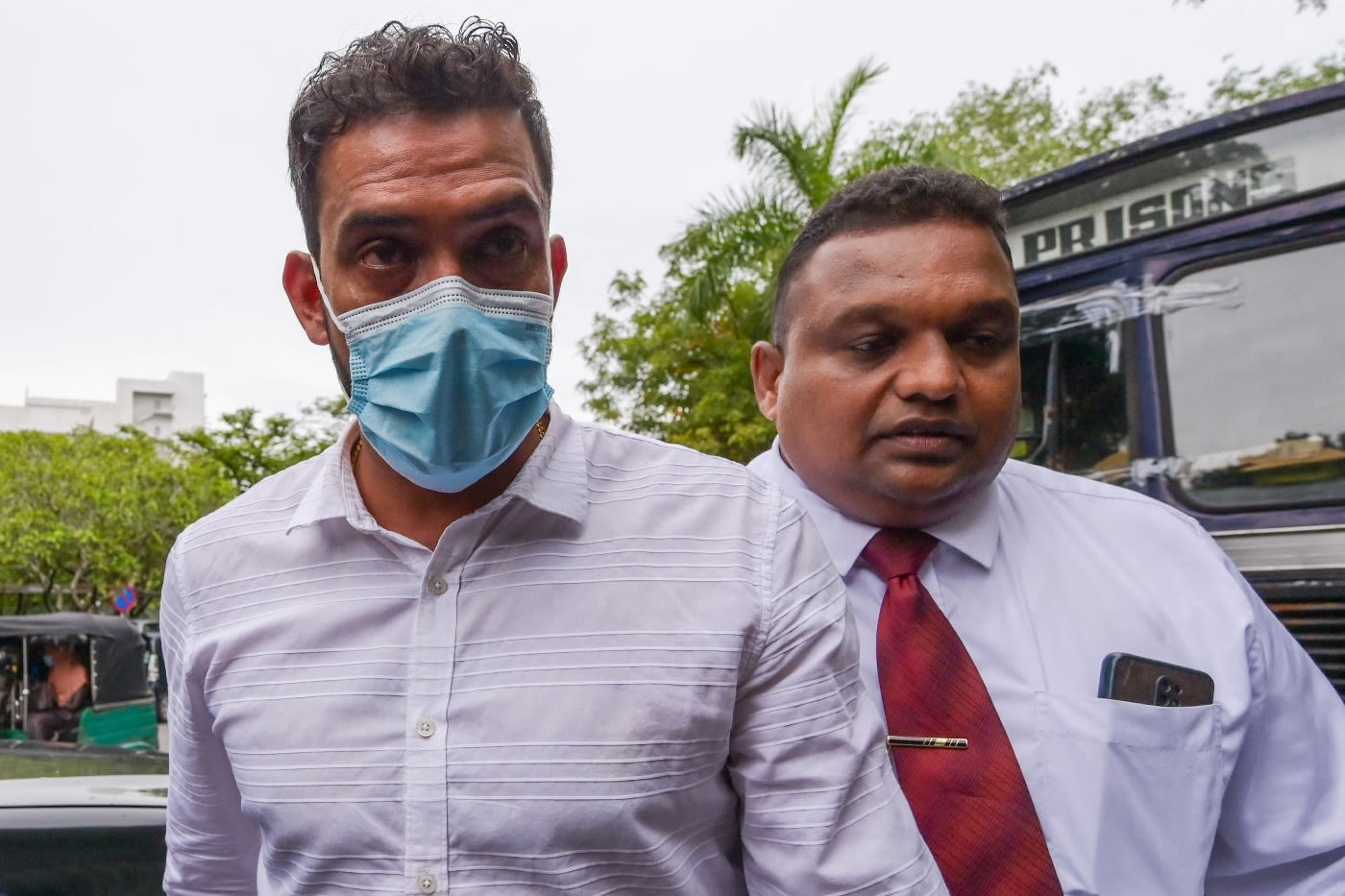 Sachithra Senanayake is being taken to a court in Colombo