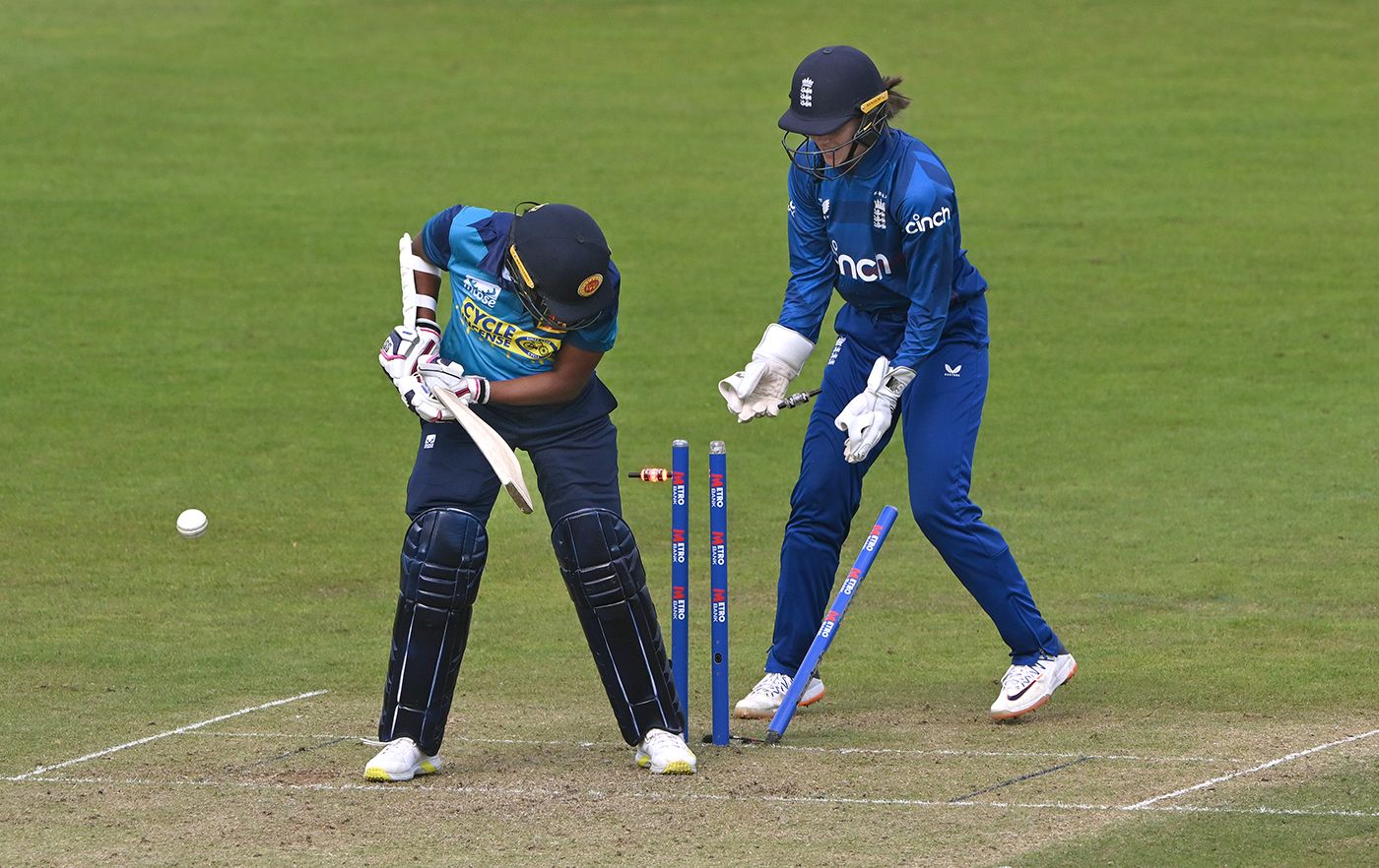 Achini Kulasuriya was bowled by Sarah Glenn