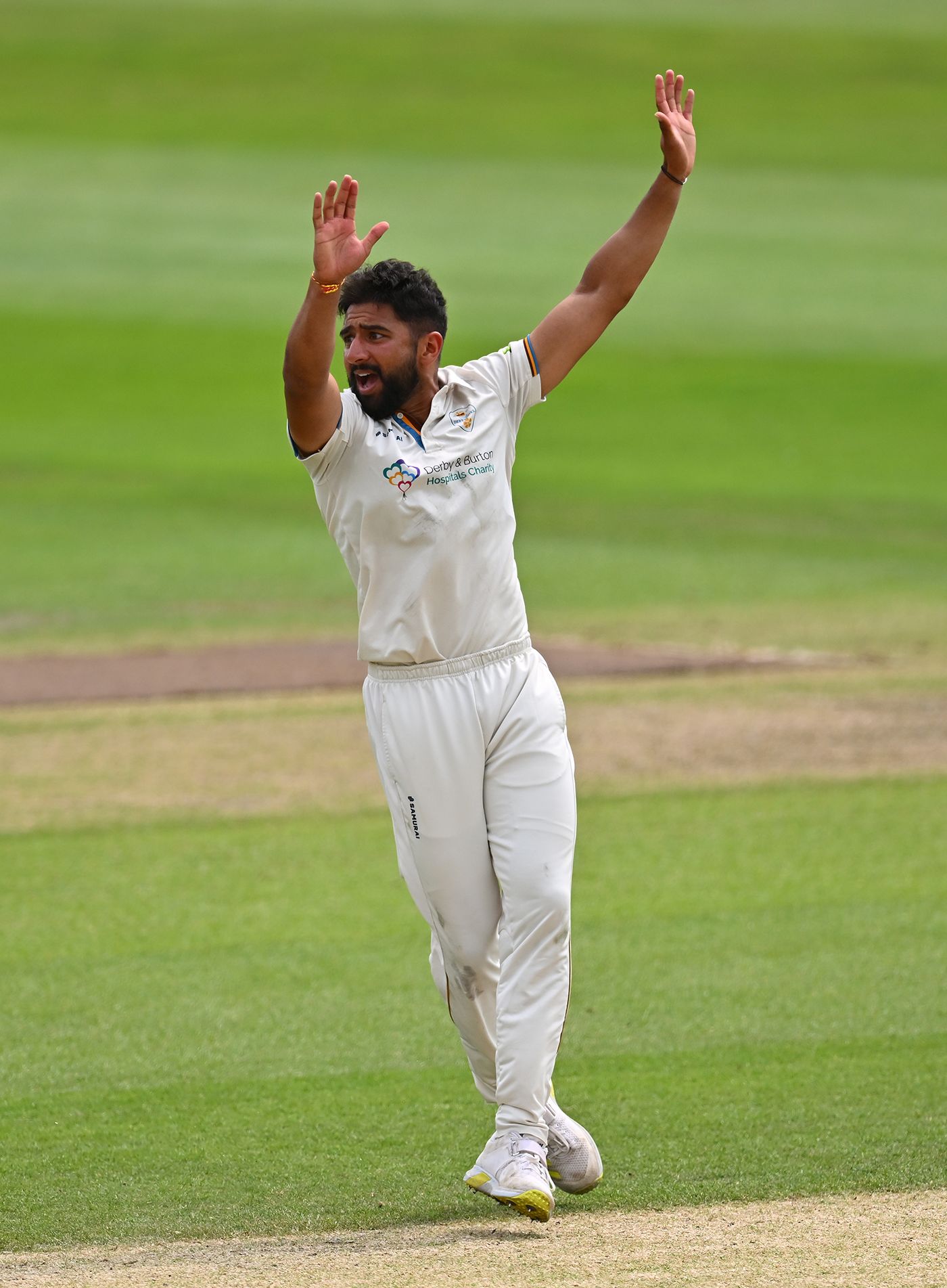 Anuj Dal appeals for a wicket