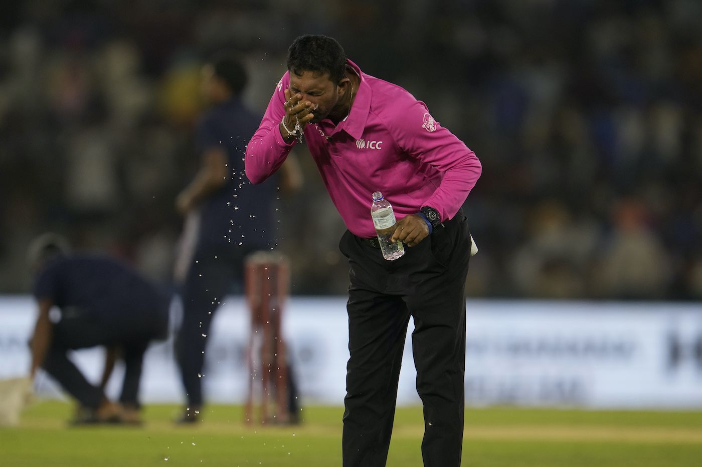 Kumar Dharmasena copes with the Mohali humidity