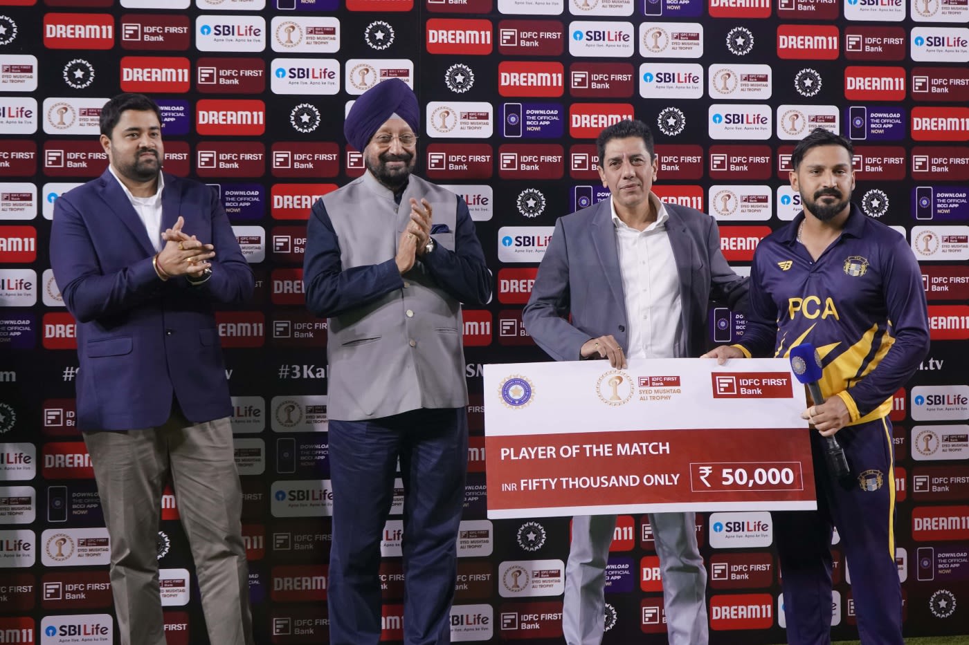 Anmolpreet Singh was named the Player of the Match for his 113 off 61 balls