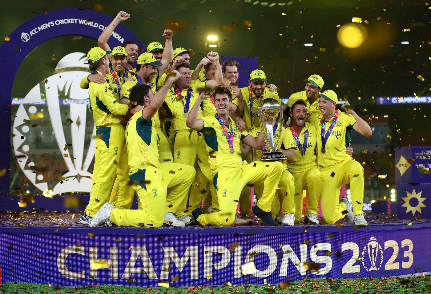A jubilant Australian side with their prize
