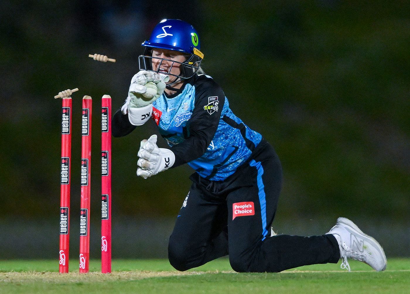 Bridget Patterson breaks the stumps