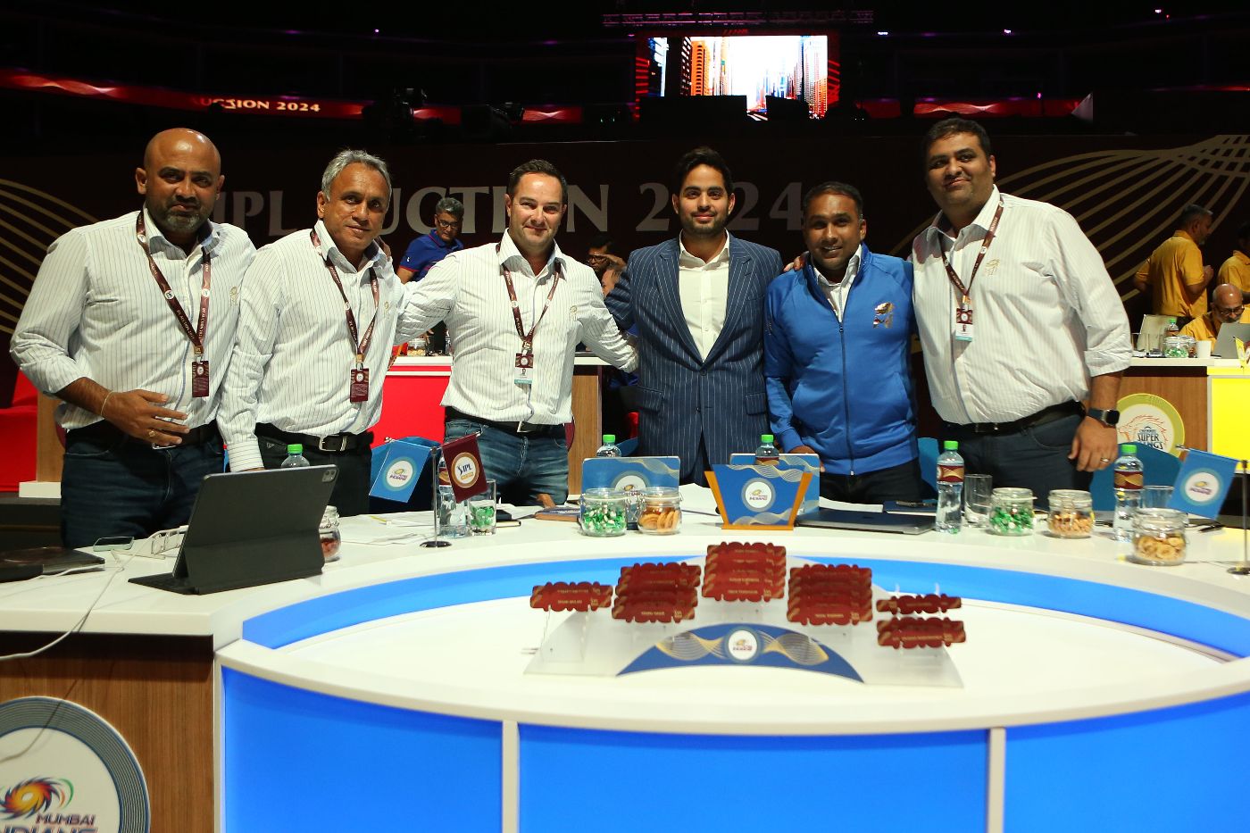 The Mumbai Indians table at the IPL 2024 auction