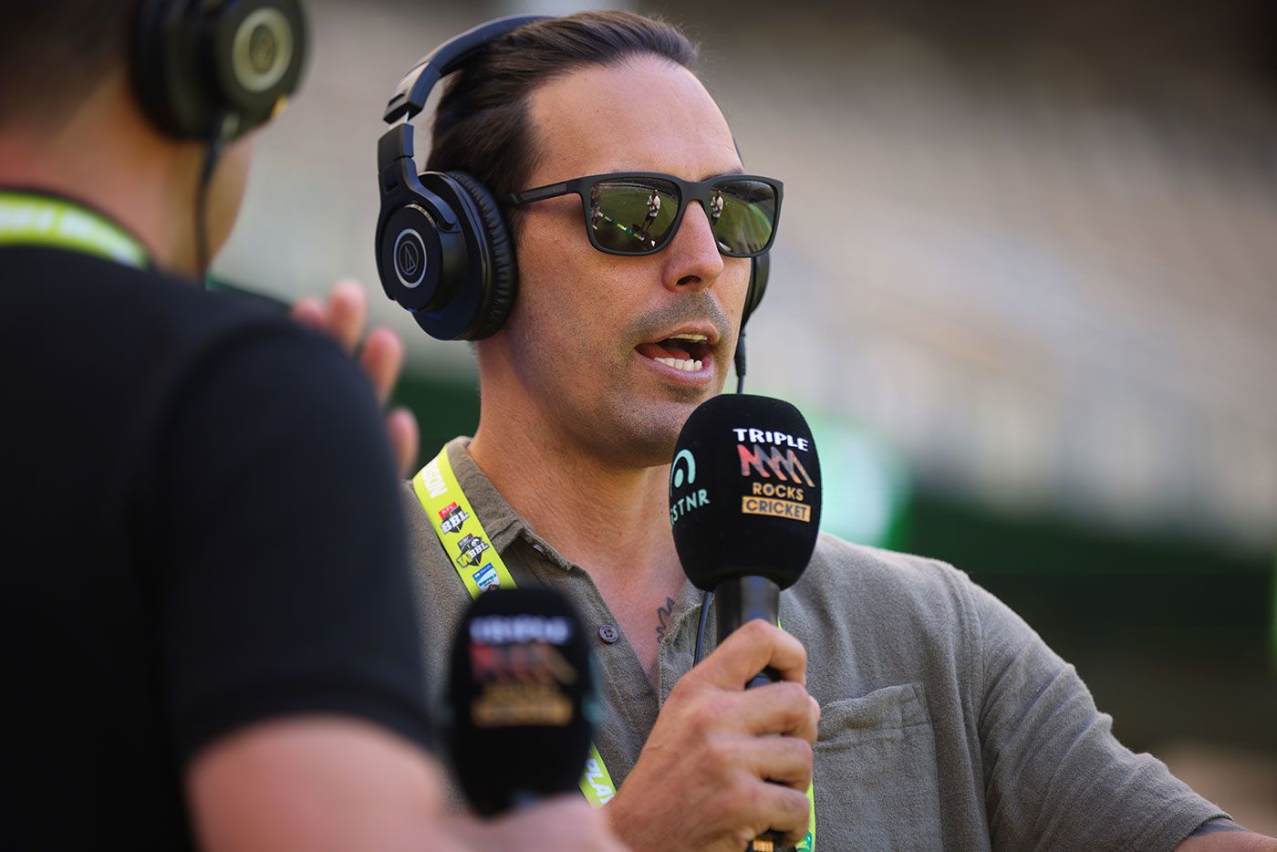 Mitchell Johnson worked as a broadcaster during the first Test