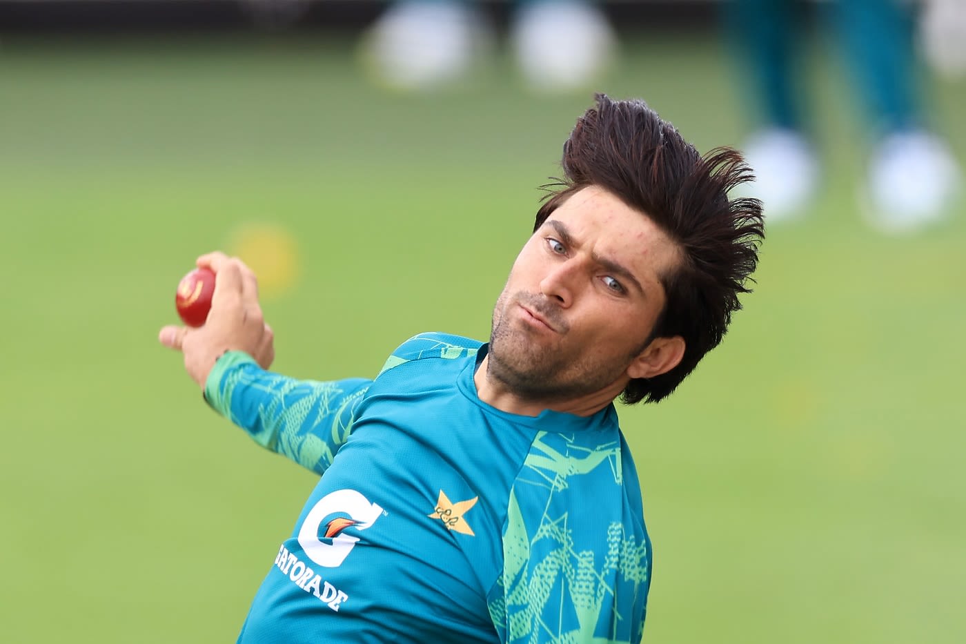 Mohammad Wasim at a bowling session ahead of the Test
