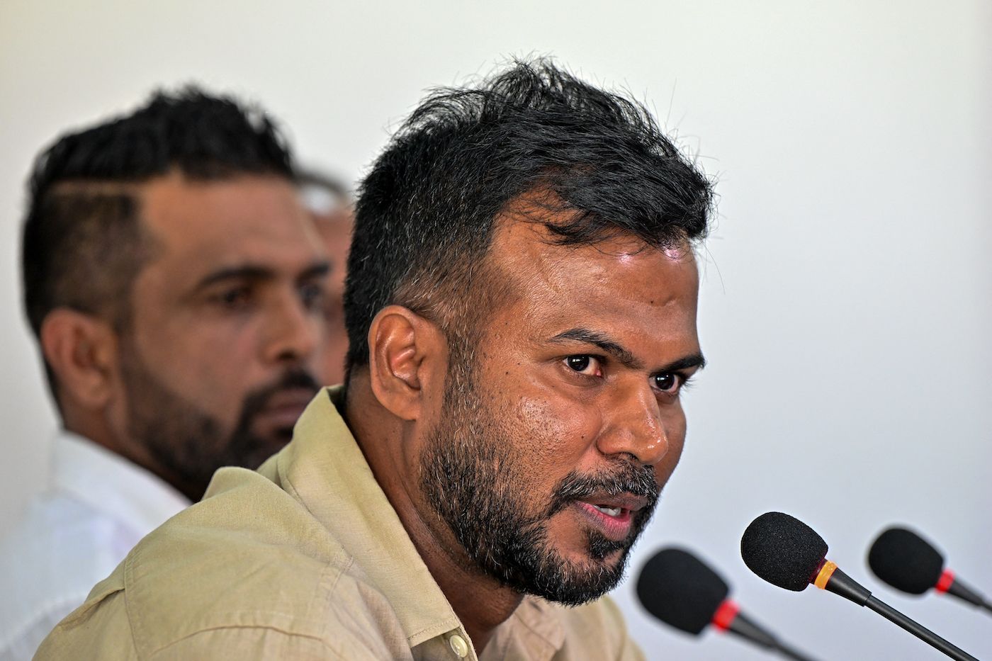 Upul Tharanga, chairman of Sri Lanka Cricket's selection committee, at a press conference