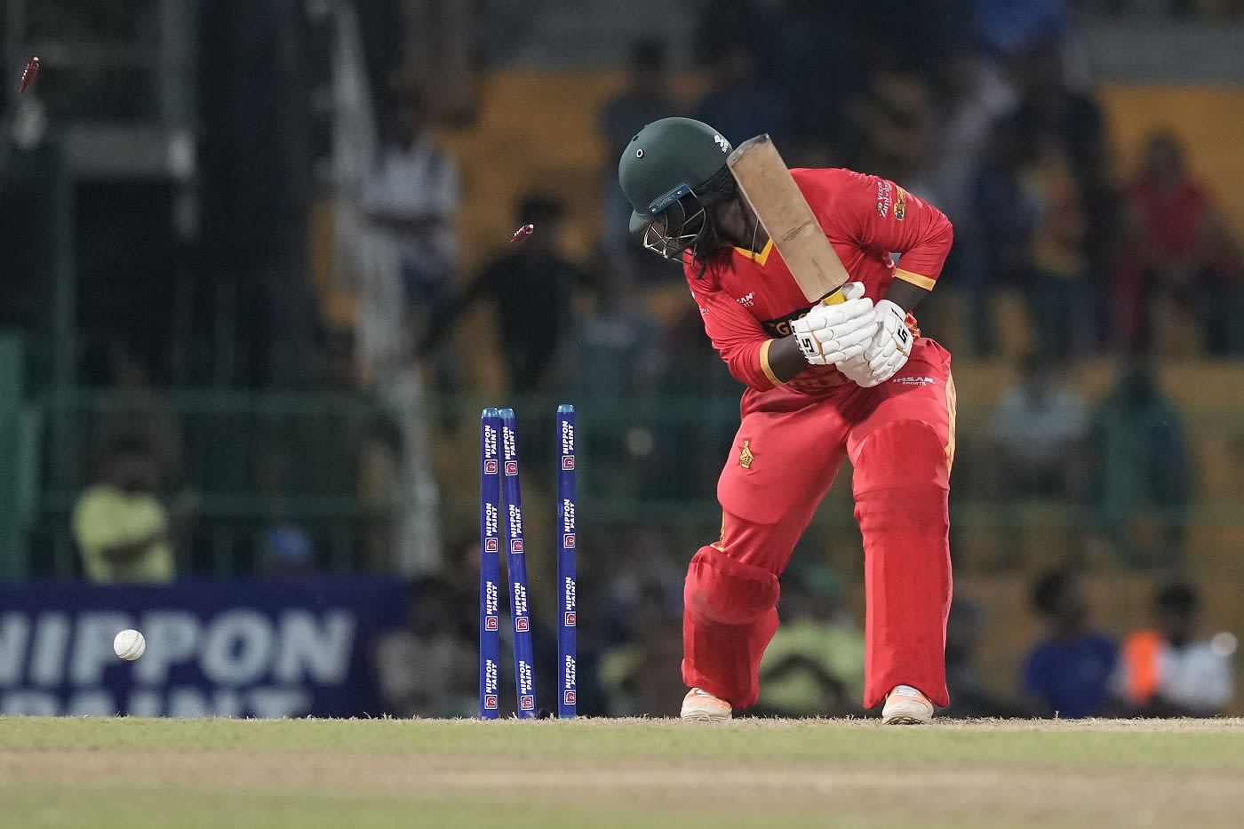 Tinashe Kamunhukamwe chopped one onto his stumps for zero