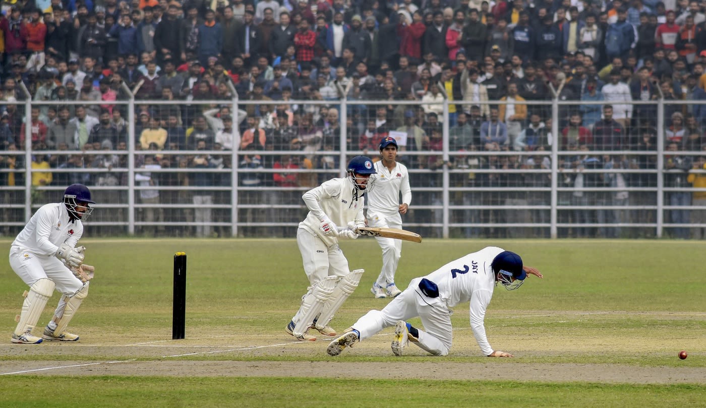 Bihar's Sharman Nigrodh works one on the leg side