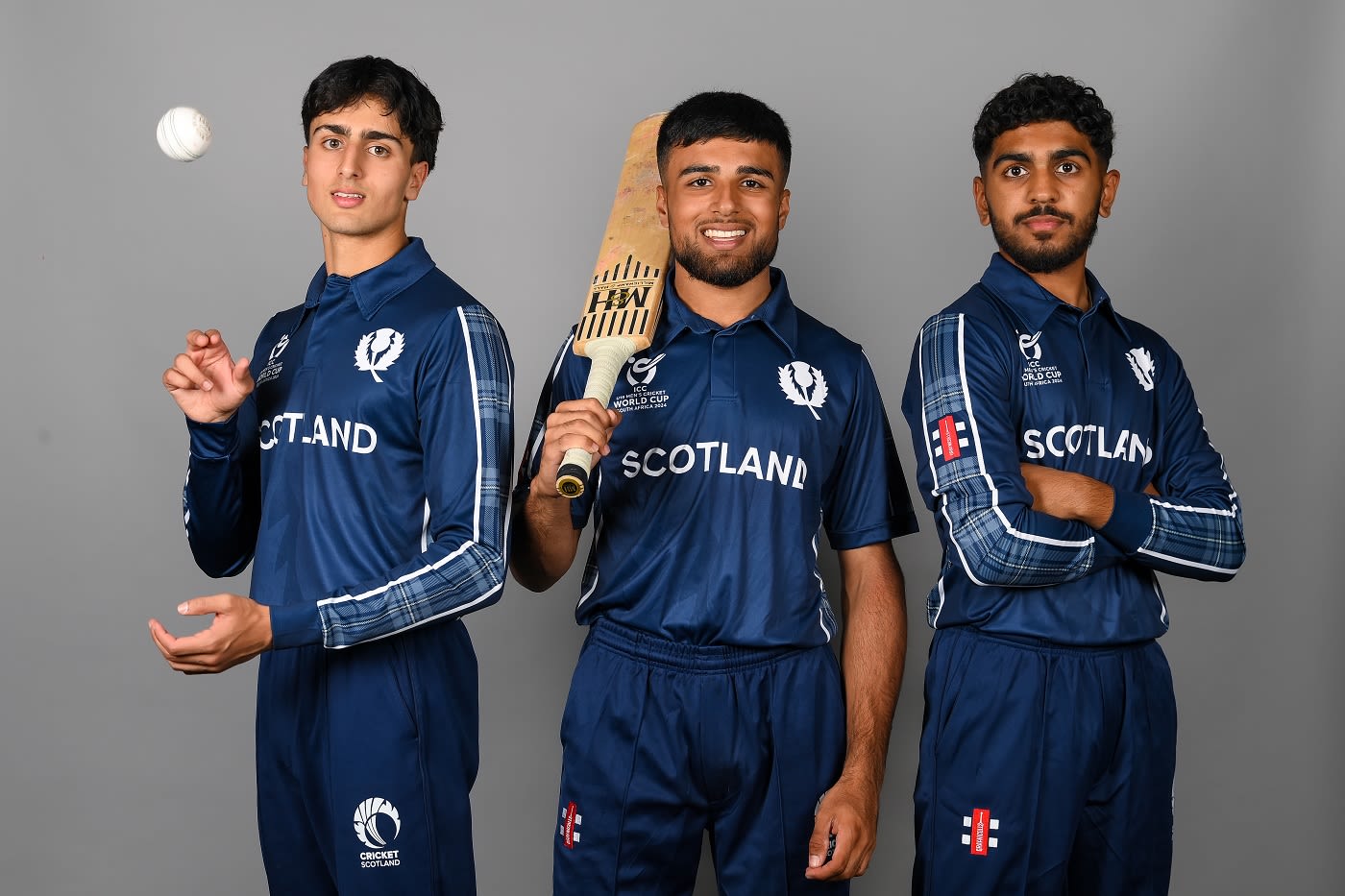 Ibrahim Faisal, Uzair Ahmad and Qasim Khan pose
