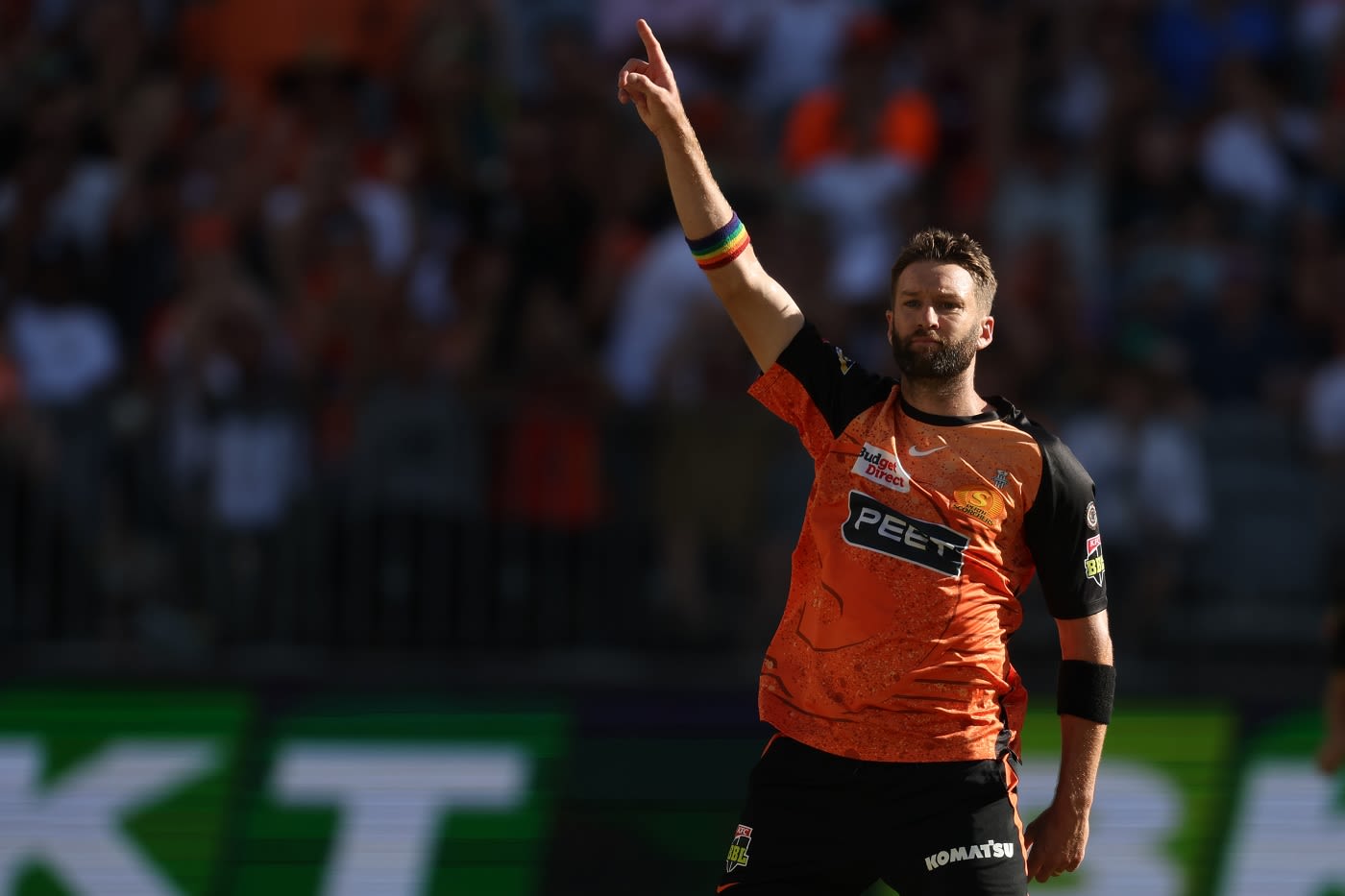 Andrew Tye knocked Matthew Short over with a yorker
