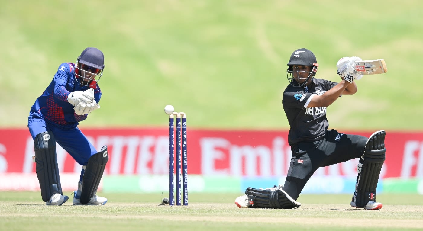 Snehith Reddy hits one through the off side