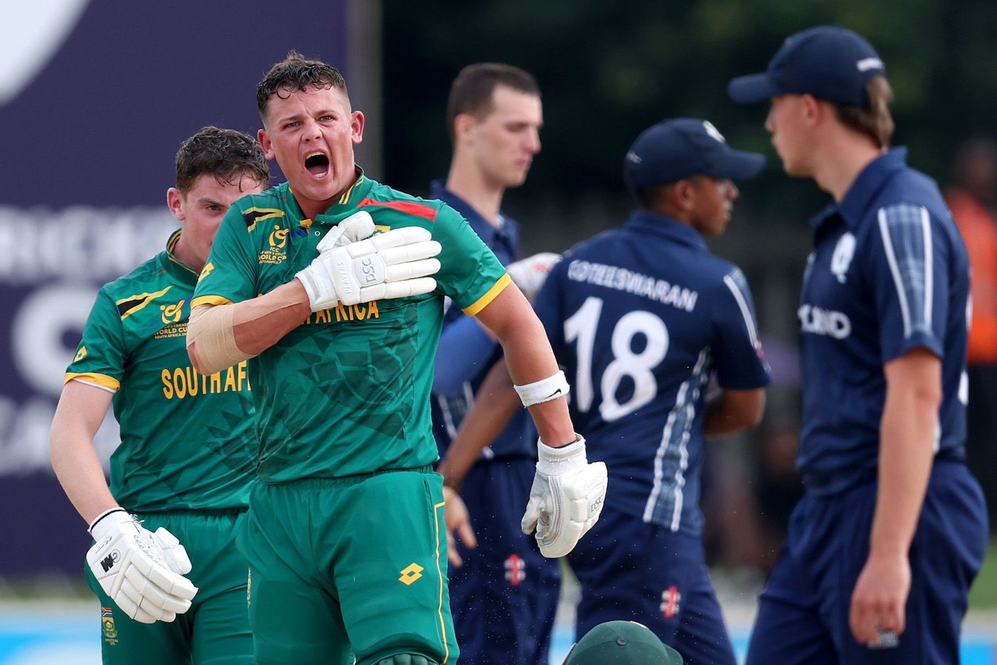 Dewan Marais, who scored an unbeaten 50-ball 80, is pumped after the win