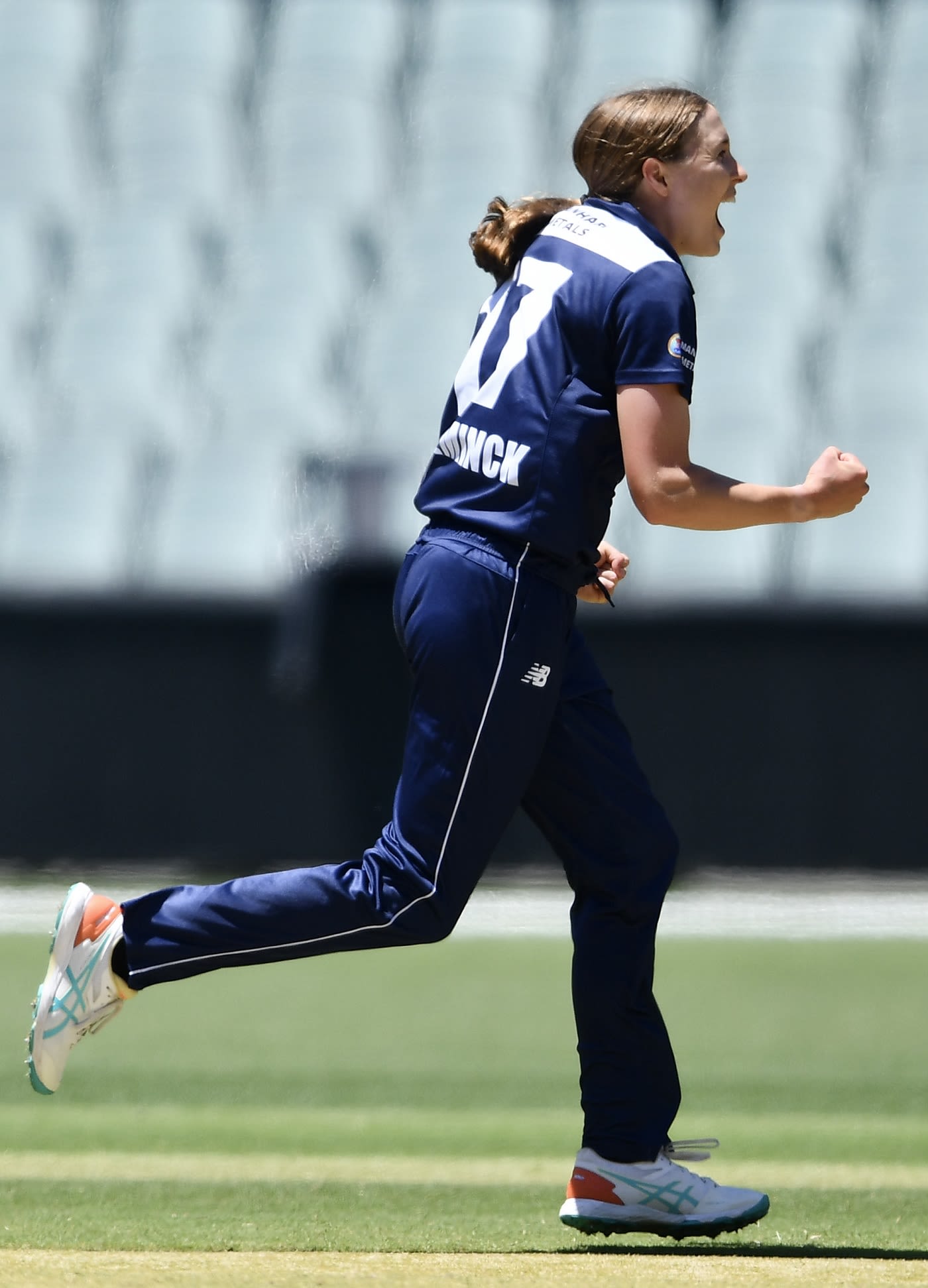 Tayla Vlaeminck dismissed Bridget Patterson for her first wicket upon return from injury