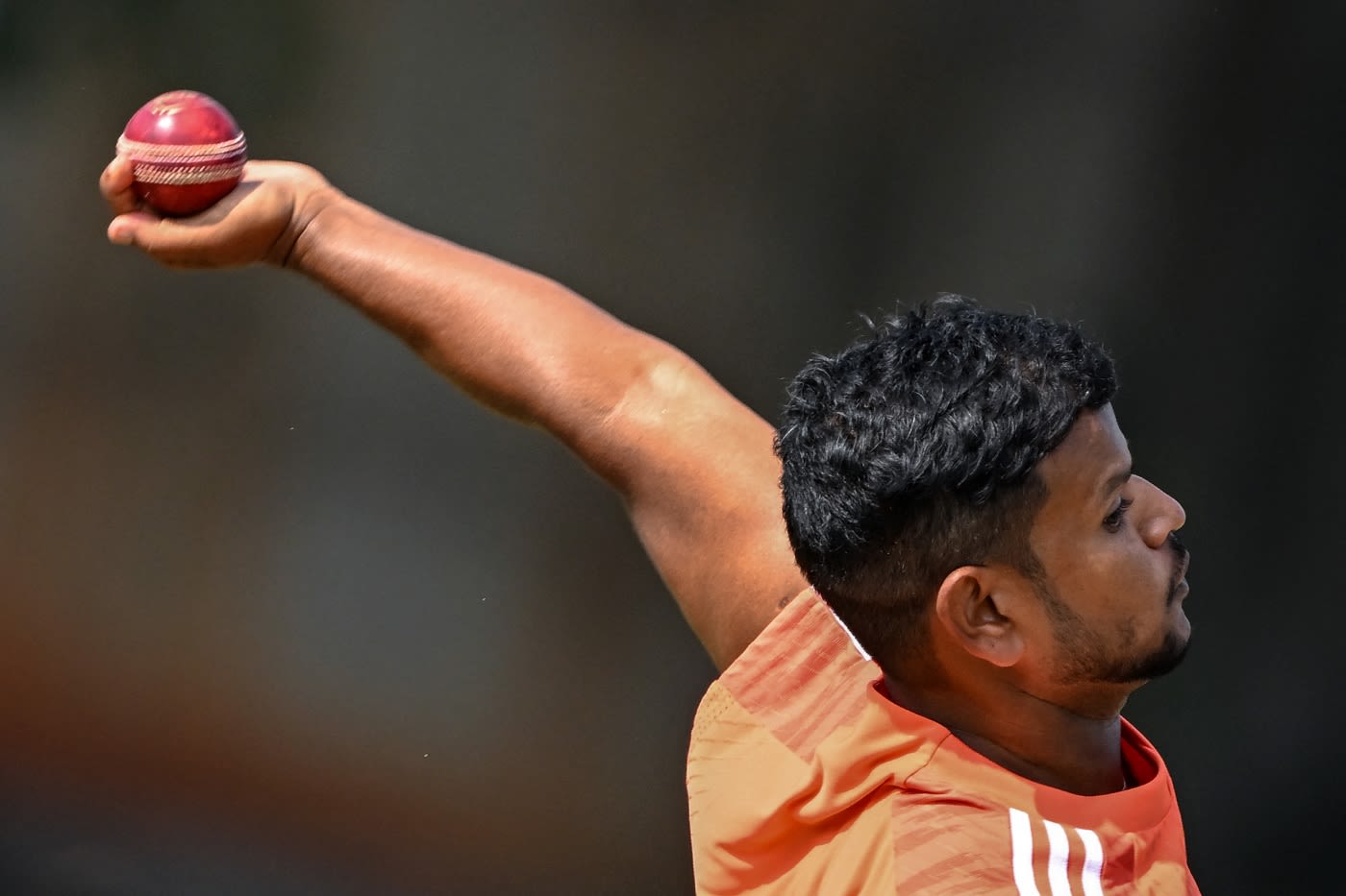 Saurabh Kumar bowls during India's practice session