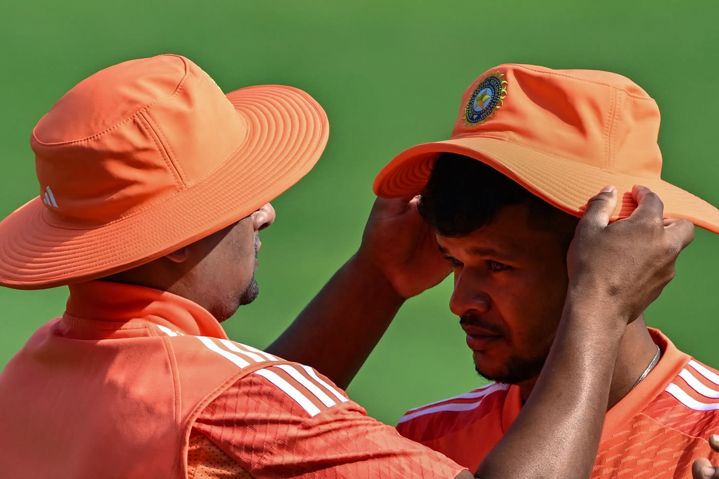 Sarfaraz Khan and Saurabh Kumar during India's practice session