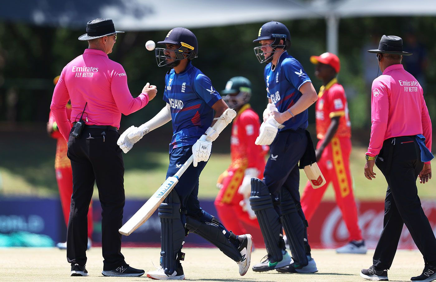 Hamza Shaikh walks off after being given out obstructed the field