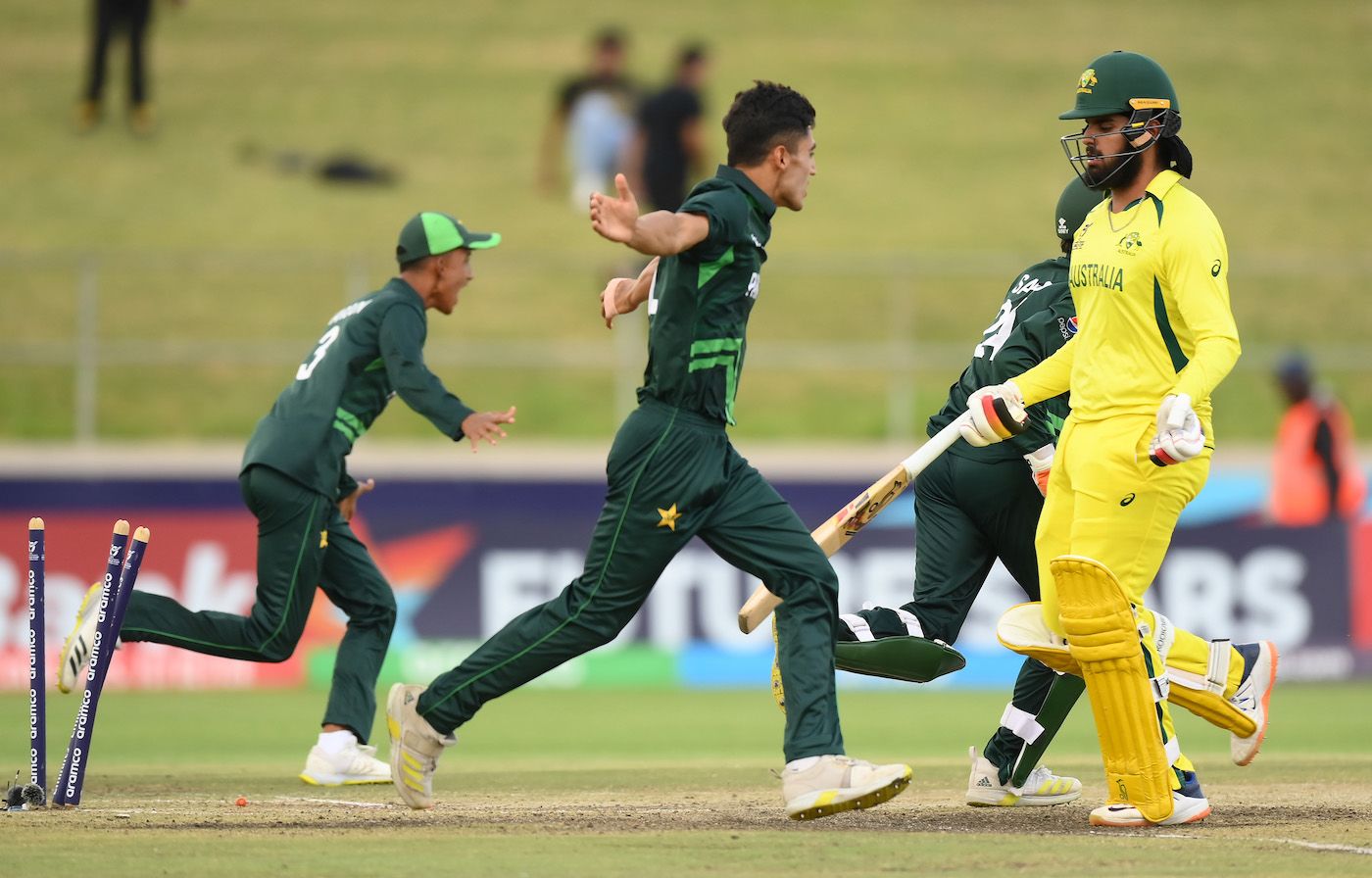 Harjas Singh was run out after a mix-up with Harry Dixon