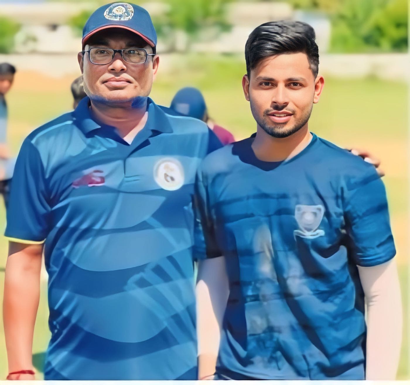 Saumy Pandey, who featured in India's Under 19 World Cup campaign in 2024, with his childhood coach Aril Antony