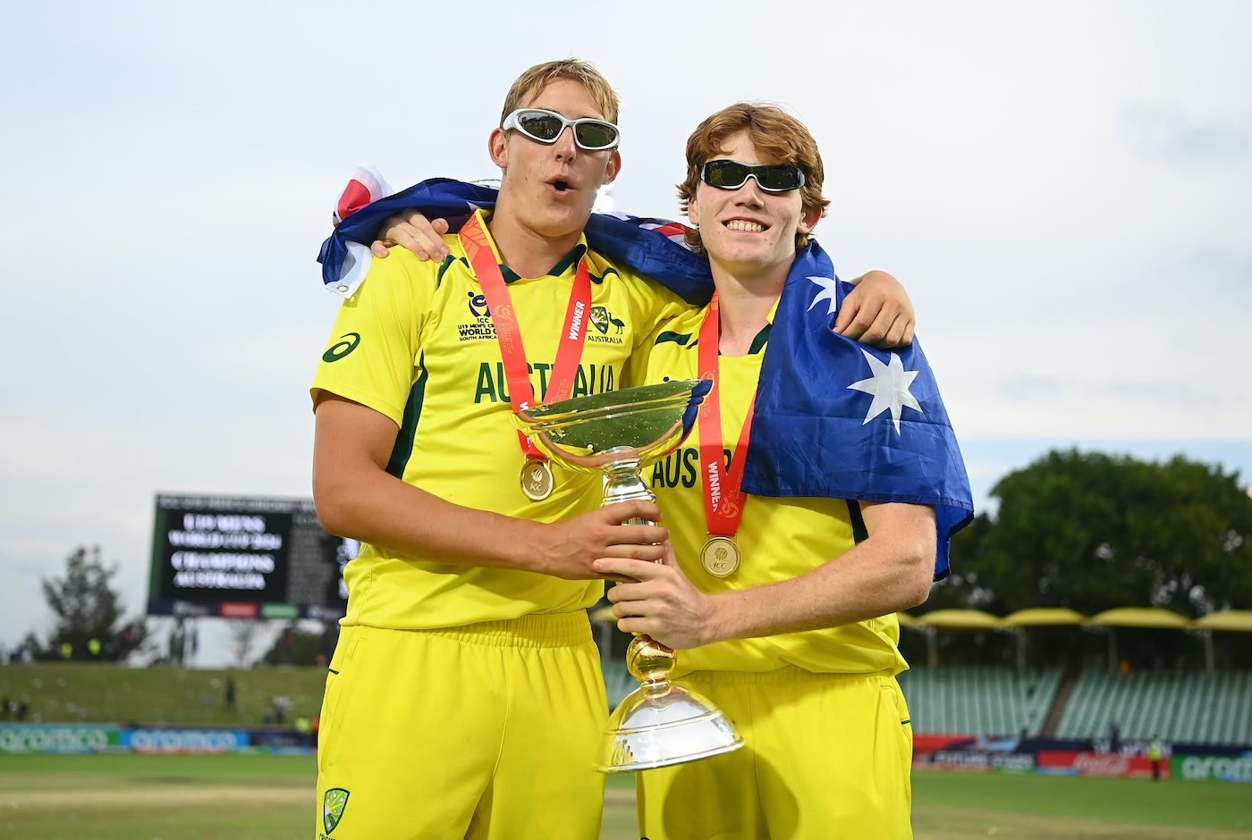 Charlie Anderson and Callum Vidler helped bowl Australia to another round of World Cup celebrations