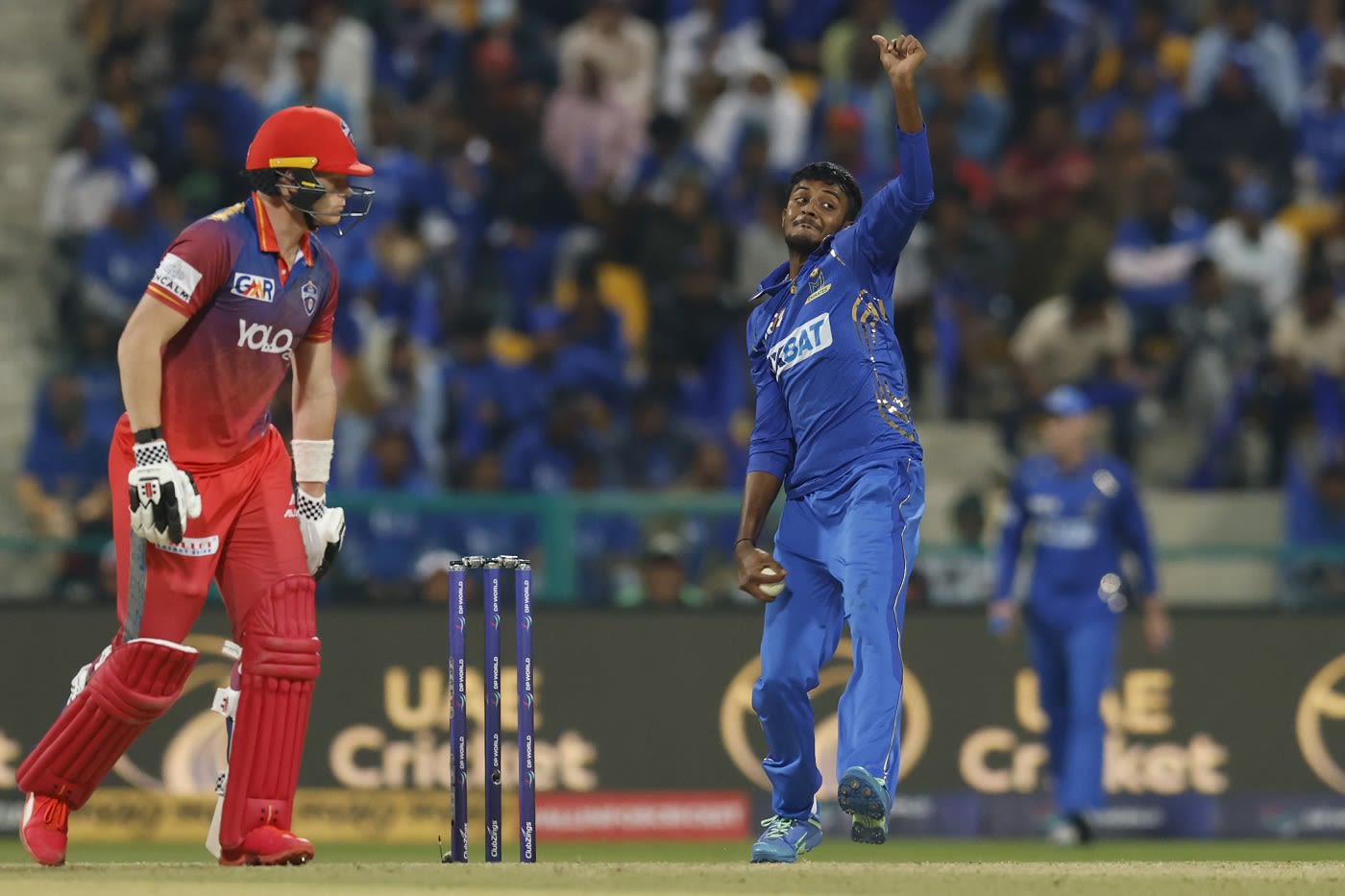 Vijayakanth Viyaskanth in action for MI Emirates in the ILT20