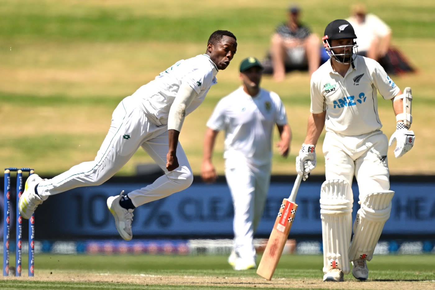 Kane Williamson is glued into the action with Tshepo Moreki running in