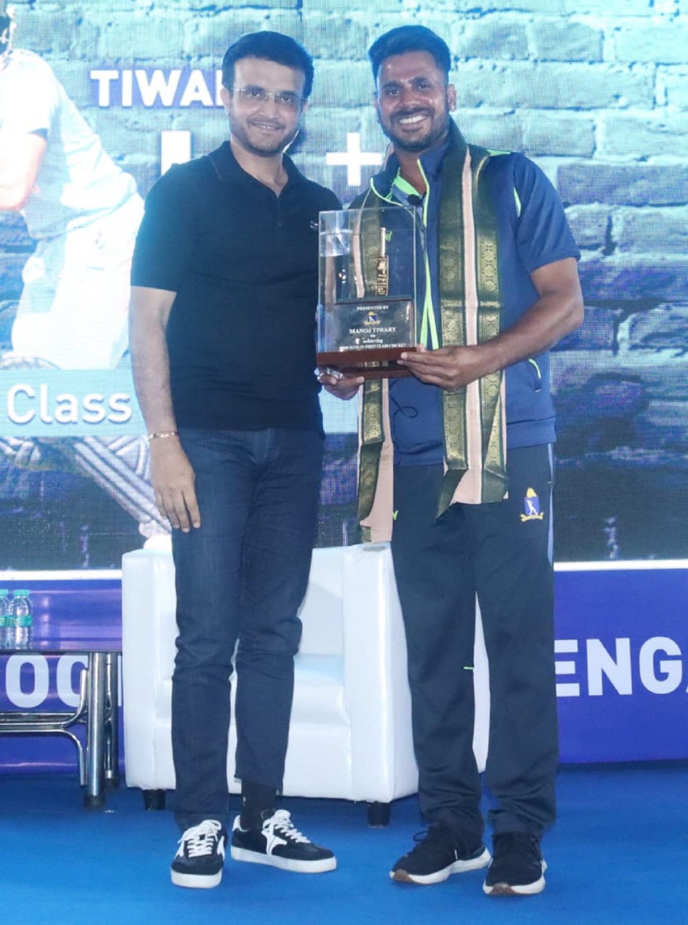Sourav Ganguly poses with Manoj Tiwary