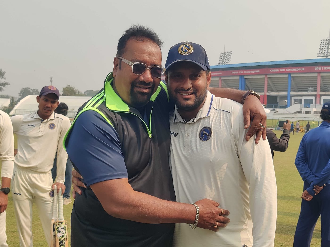 Saurabh Tiwary with his coach Kajal Das after his last professional match