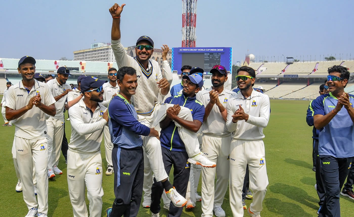Manoj Tiwary was carried off the field by his team-mates