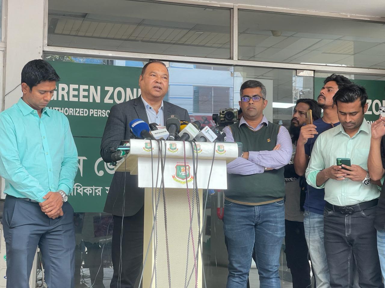 Gazi Ashraf Hossain addresses a press conference