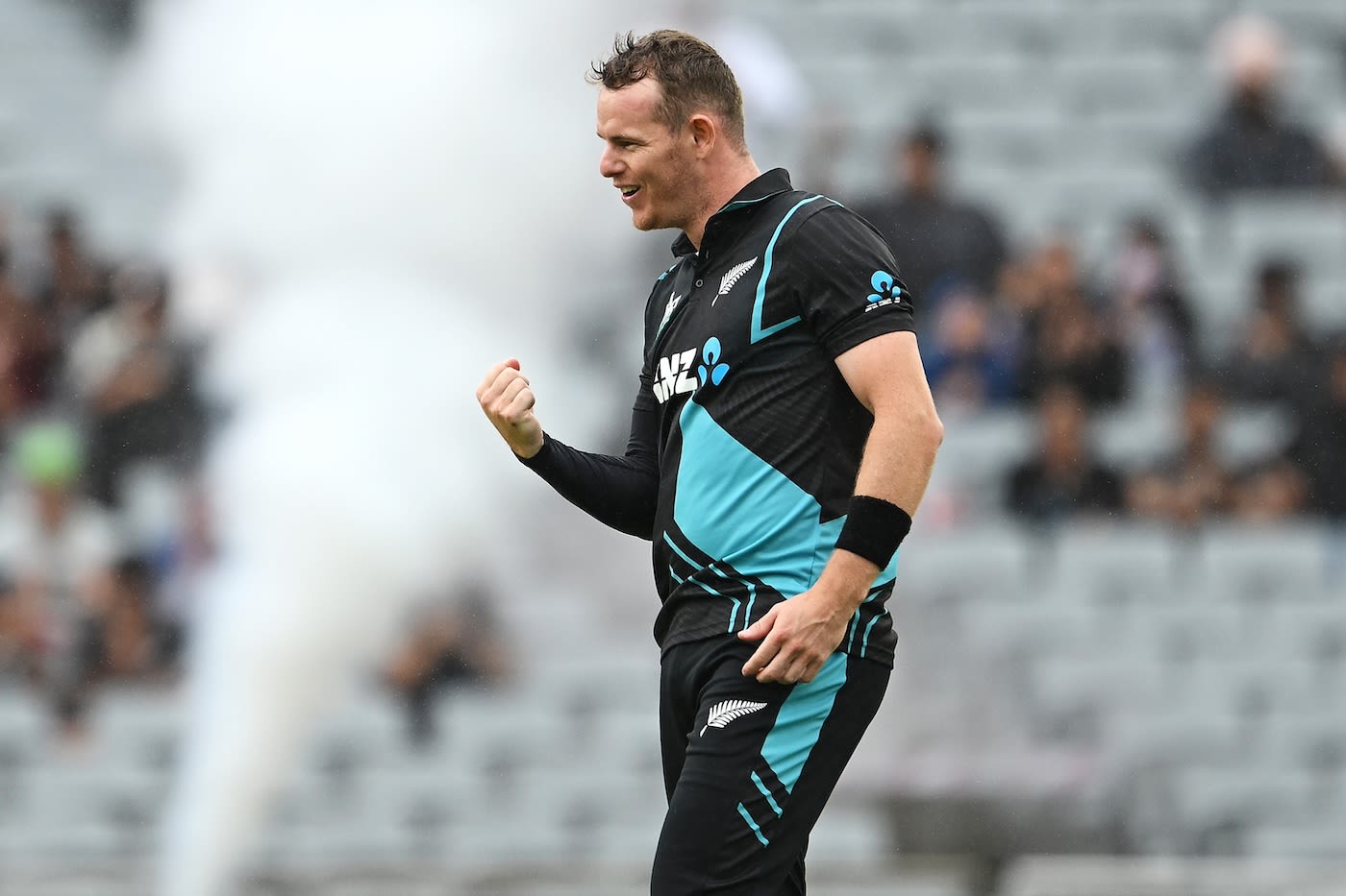 Josh Clarkson celebrates his first T20I wicket - Glenn Maxwell