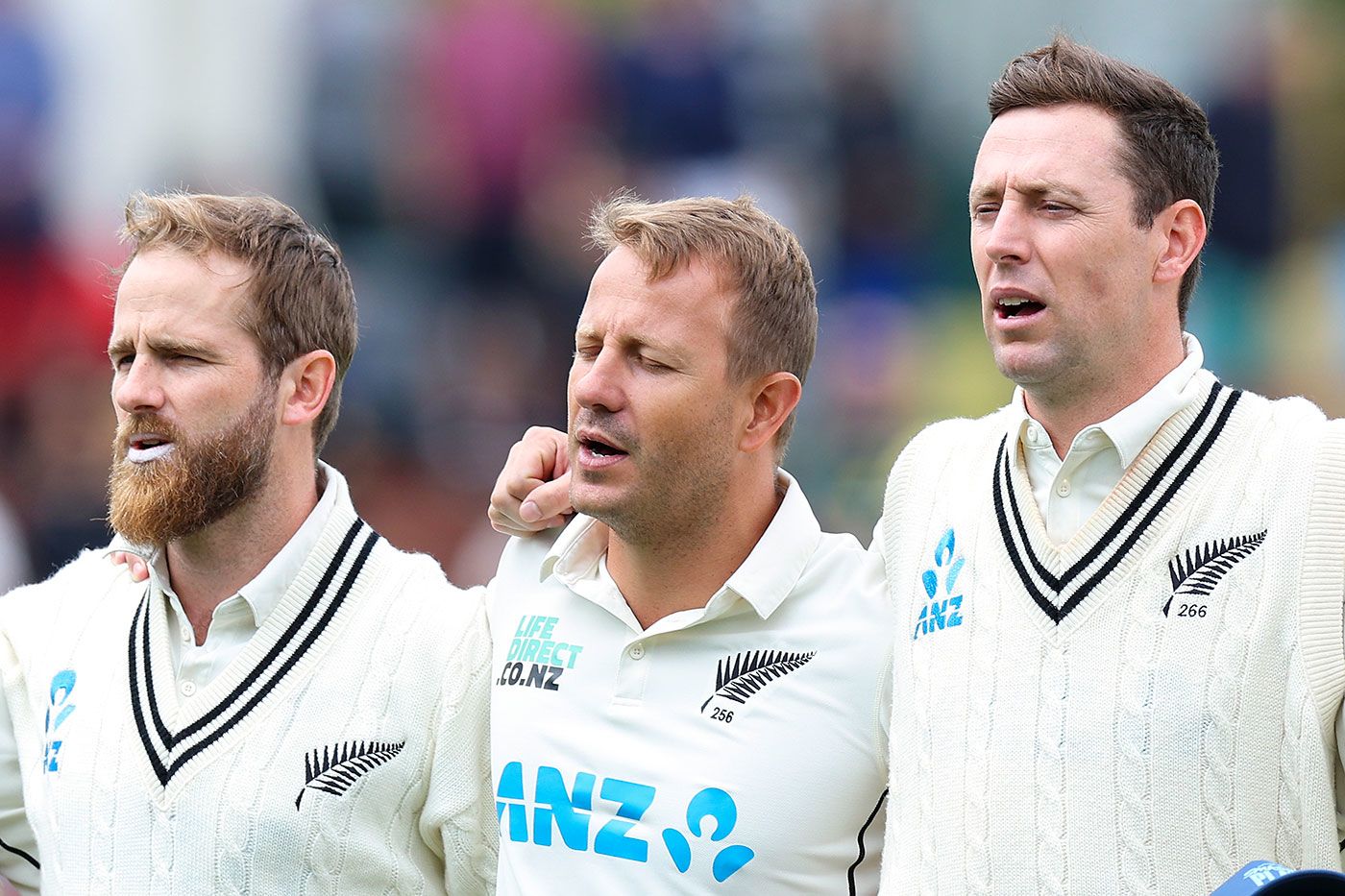 Neil Wagner during the national anthem following his Test retirement