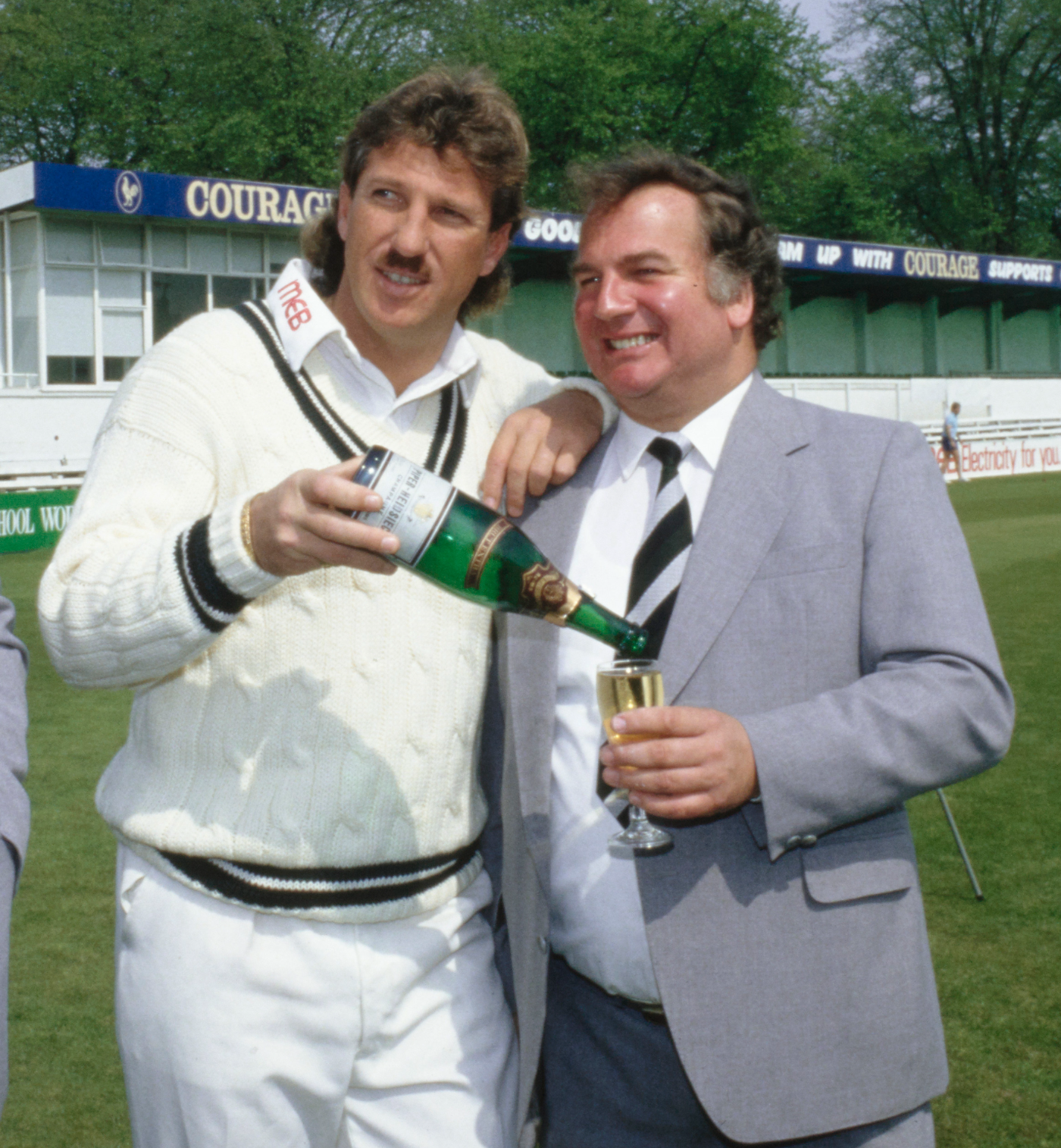 Duncan Fearnley, the Worcestershire chair and bat-maker, pictured with Ian Botham ahead of the 1987 season