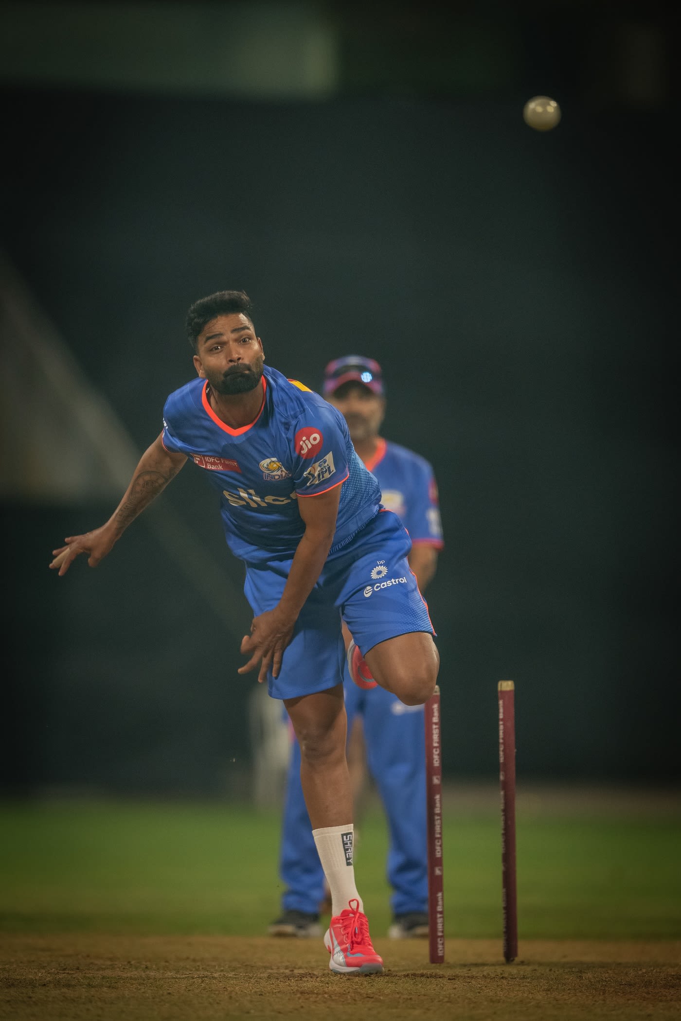 Kumar Kartikeya bowls in the nets