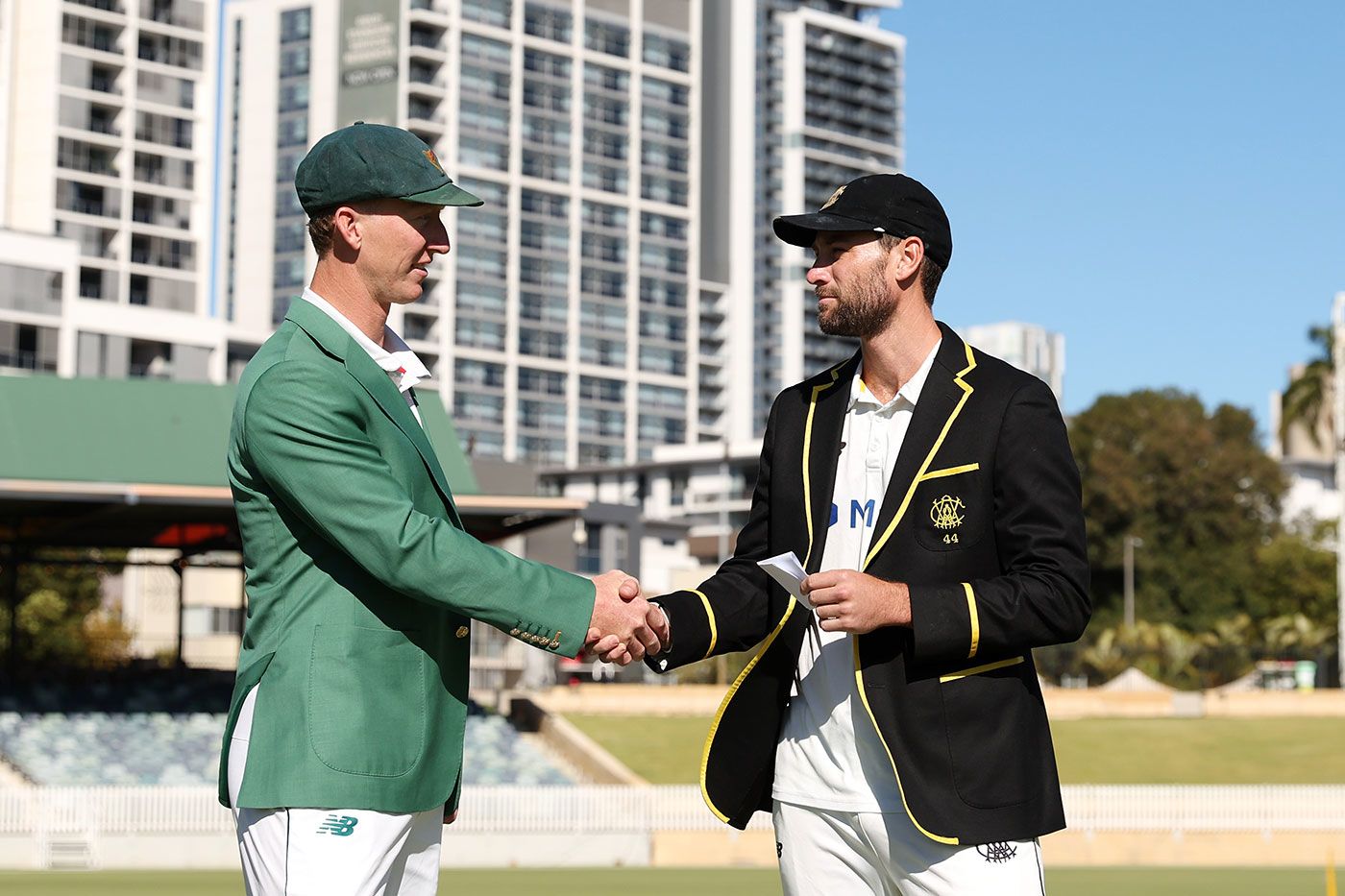 Jordan Silk and Sam Whiteman at the toss