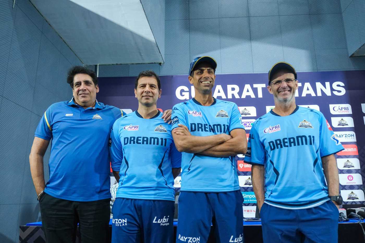 Vikram Solanki, Ashish Nehra, and Gary Kirsten - part of Gujarat Titans' coaches and support staff - get clicked
