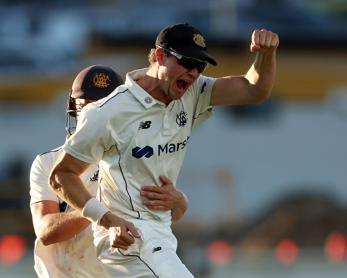 Joel Paris celebrates the catch to win the match