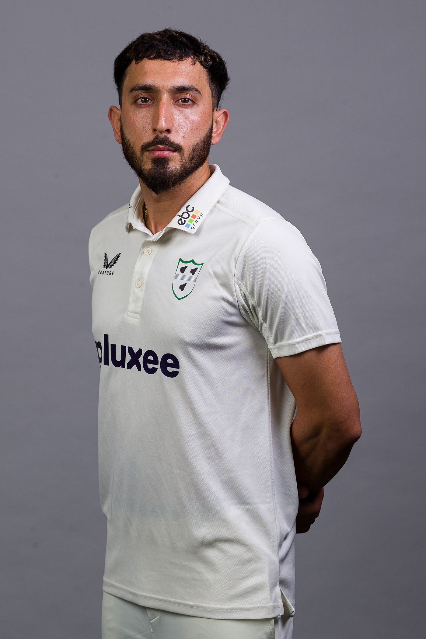Kashif Ali poses at Worcestershire's pre-season media day