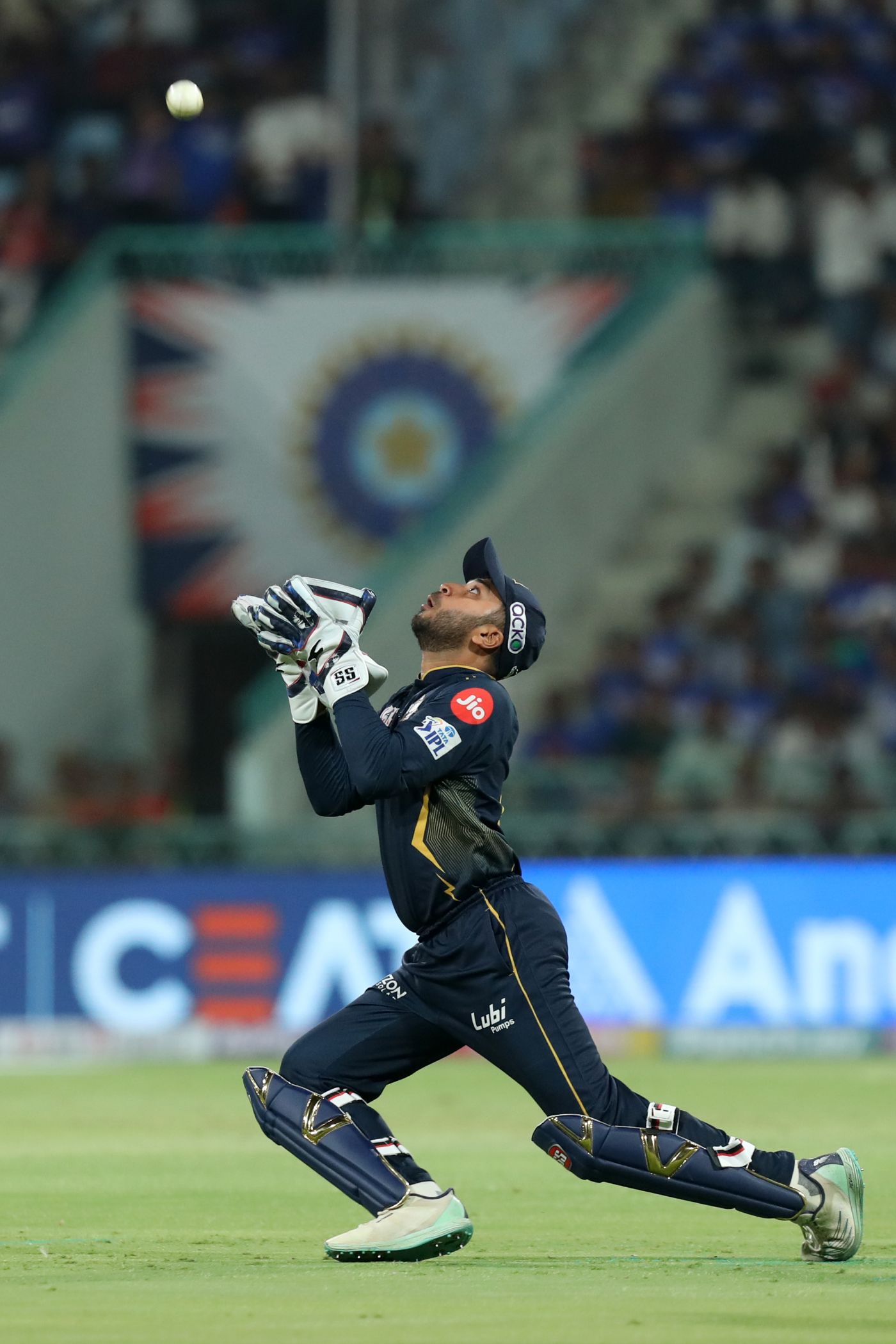BR Sharath pouches Marcus Stoinis